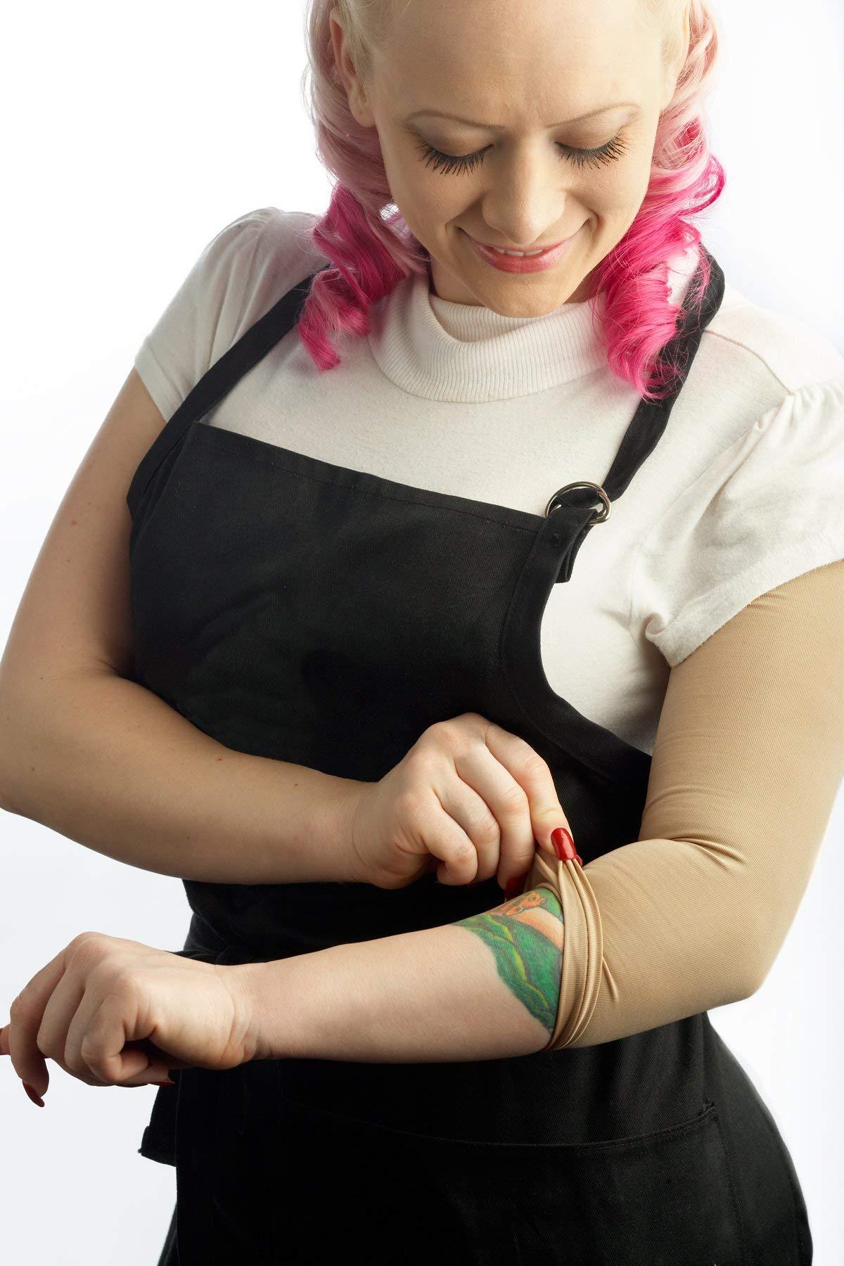 Tatjacket Tatjacket Tattoo Cover Up Concealer Sleeve, Full Arm coverage, UPF 50 Protection, Slip Free- (Unisex) (2-Pack) - MEDIUM TAN