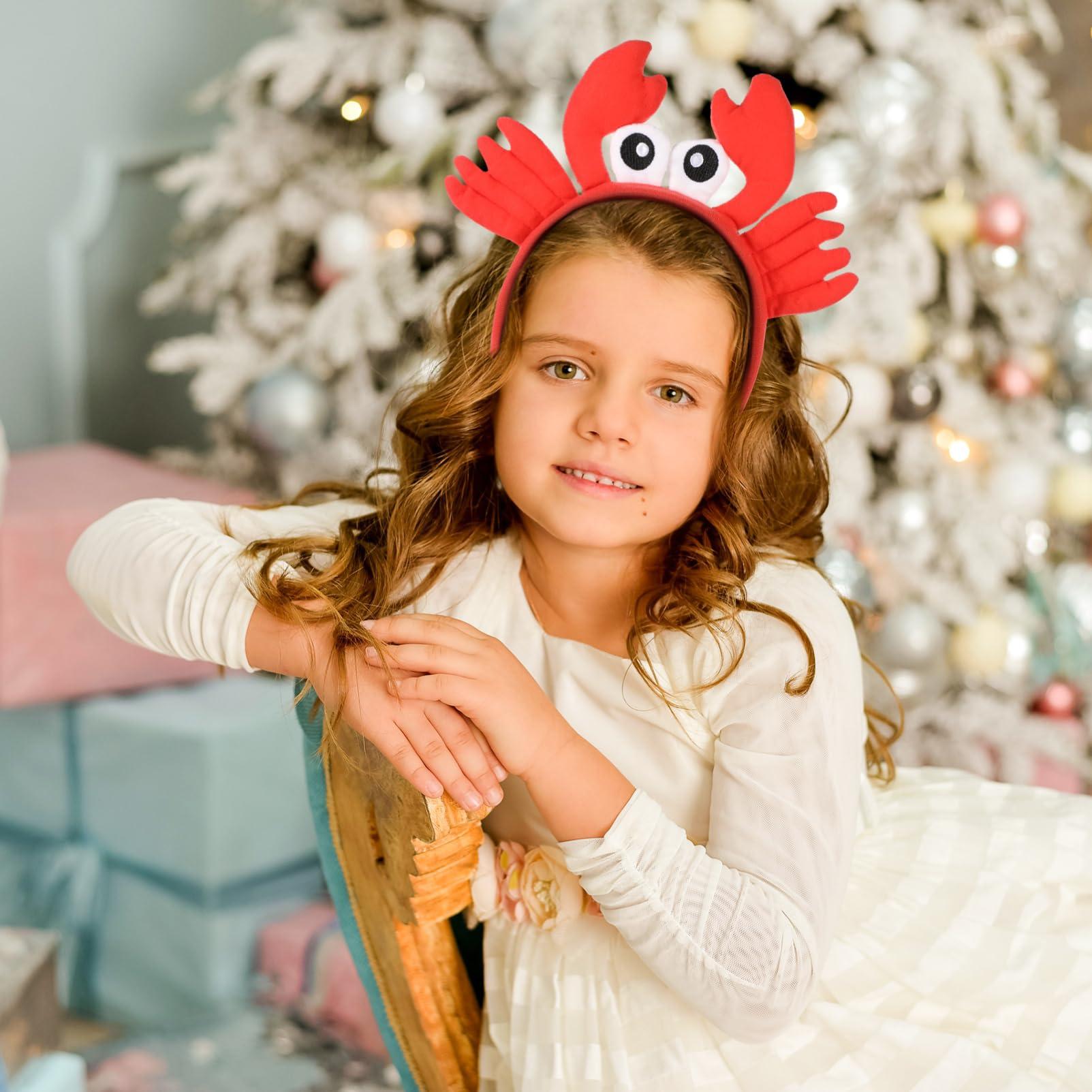Kisangel Kisangel Crab Eyes Headband Mr Krabs Costume Eyes 2pcs Cute Crab Headband Adult with Eyes and Claws Crab Costume Sea Animal Headbands Crab Headband Fancy Dress