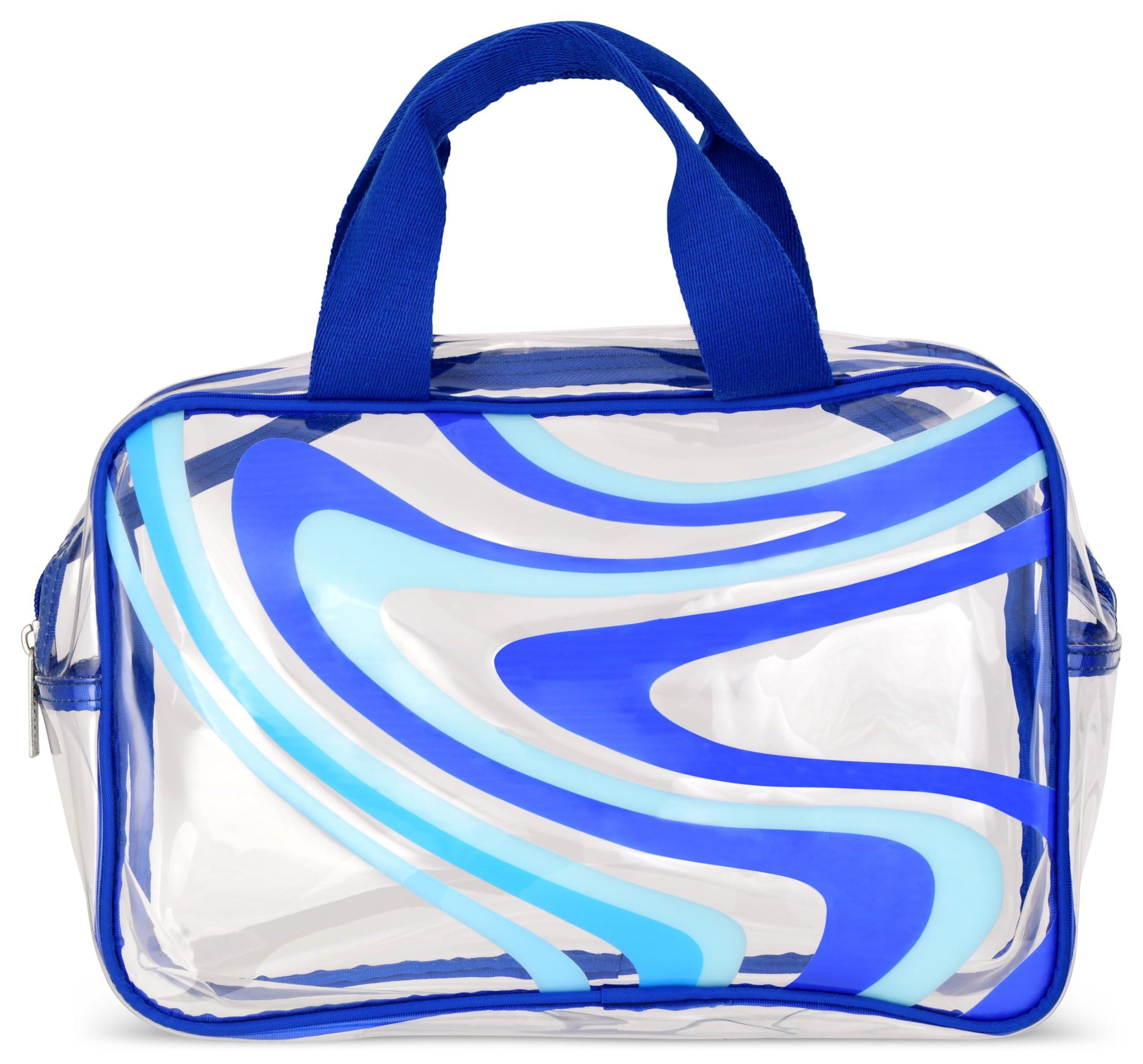 iscream iscream 3-Piece Large, Medium and Small Bag Set for Toiletry and Cosmetic Storage and Travel - Blue Denim Swirl