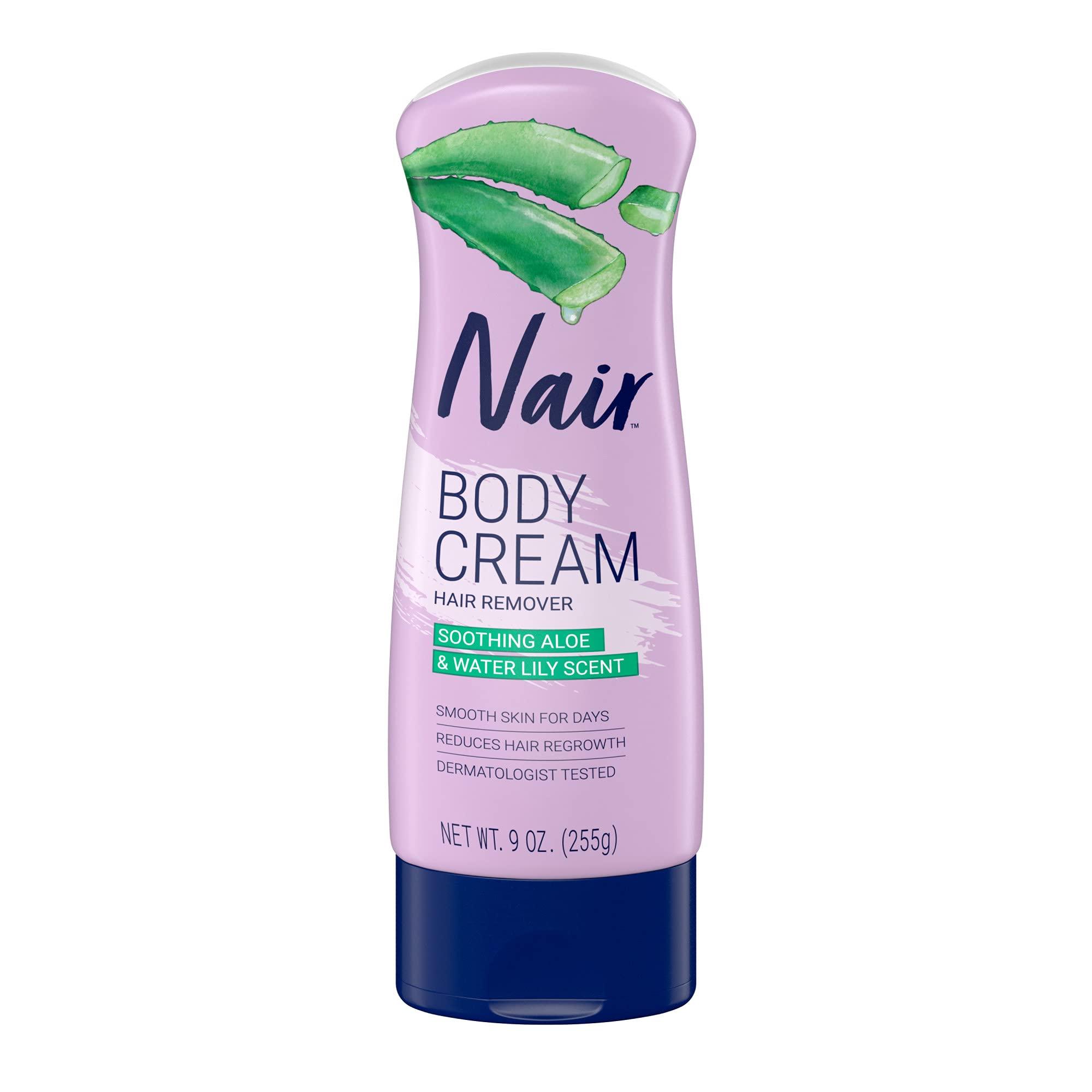 Nair Nair Hair Removal Body Cream With Aloe and Water Lily, Leg and Body Hair Remover, 9 Oz Bottle