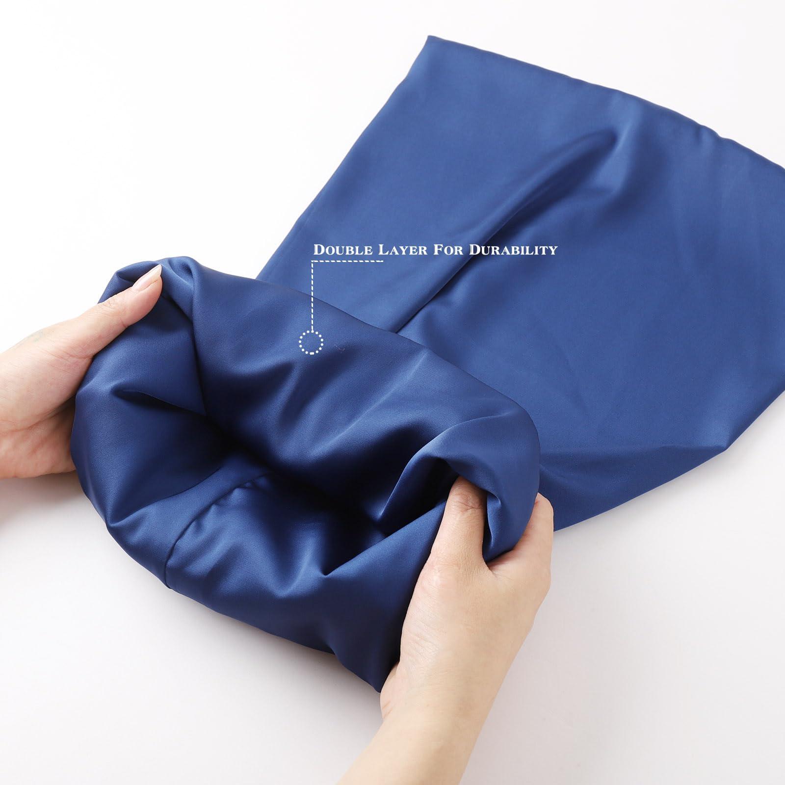 ALASKA BEAR ALASKA BEAR Natural Silk Lined Shower Cap Hair Bonnet for Curly Dry Hair/Medium Length/Semi Thick Hair, Versatile & Adjustable, Unisex(Navy Blue)