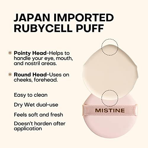 Mistine MISTINE Cushion Foundation Breathable Medium Coverage with Satin Finish,Long-Lasting, Oil-Moisture Balance Foundation Makeup,Contains Beauty Serum for Combination Skin,Refill Included,Ivory