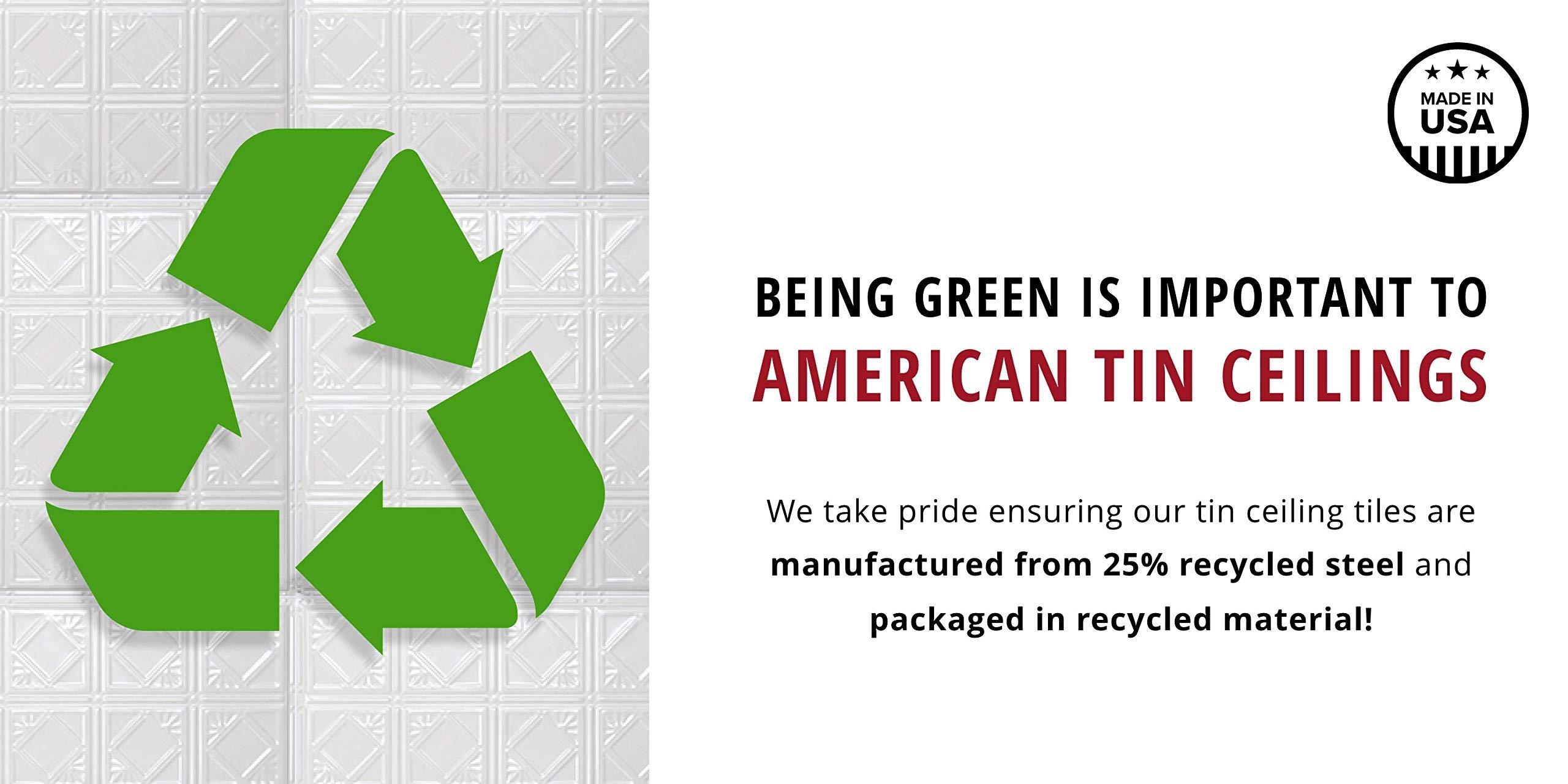 American Tin Ceilings American Tin Ceilings [5 Pack] 24\" x 24\" 100% Tin Nail-Up Ceiling Tiles | Pattern #1 Square Design with Modern Geometric Beveled Squares, for Ceilings & Walls | n-p01-raw