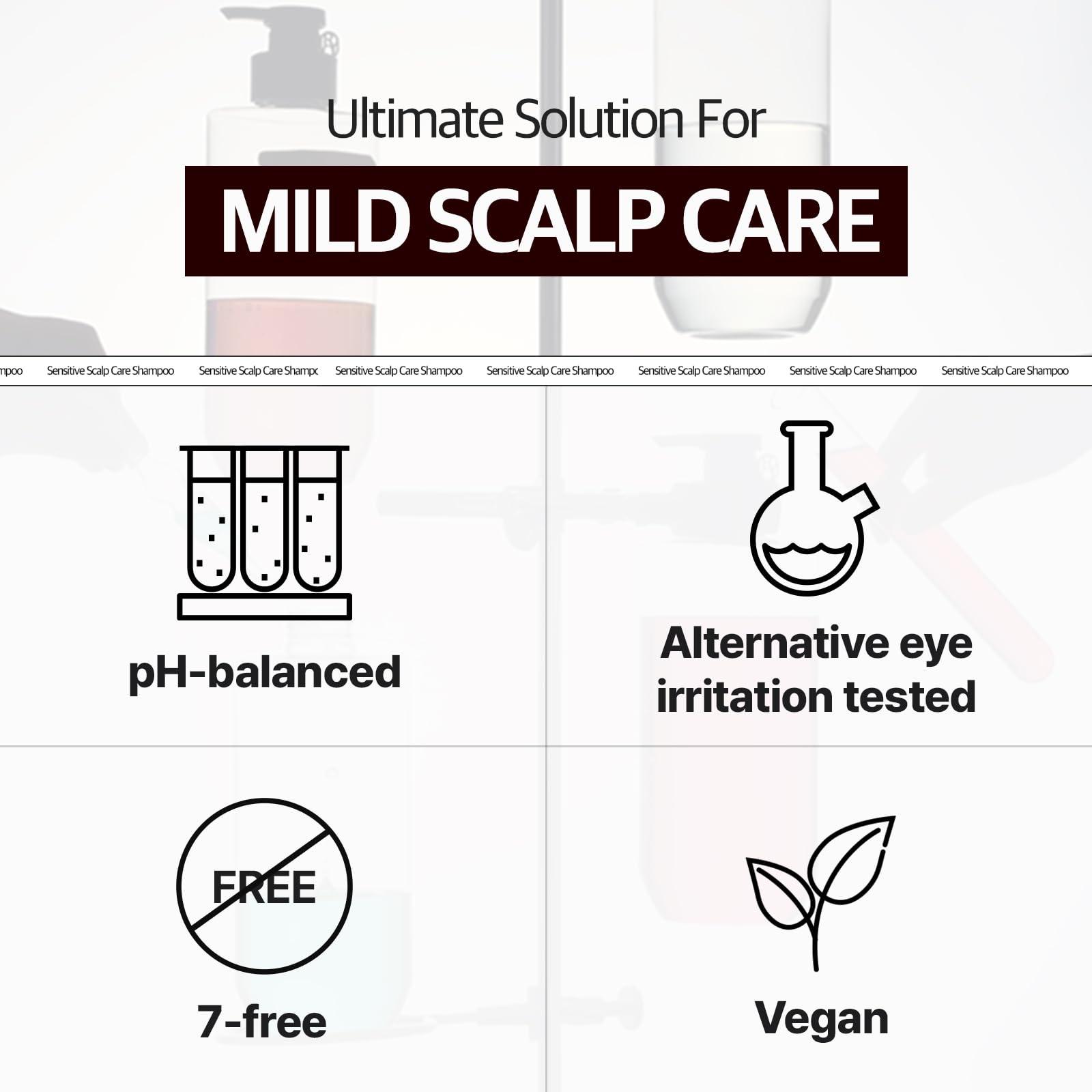 Ryo RYO Sensitive Scalp Care Shampoo with Korean Ginseng & Caffeine - Soothing and Relief for All Hair Type, Anti Loss Care, Dermatologist Tested, 16 Fl Oz.