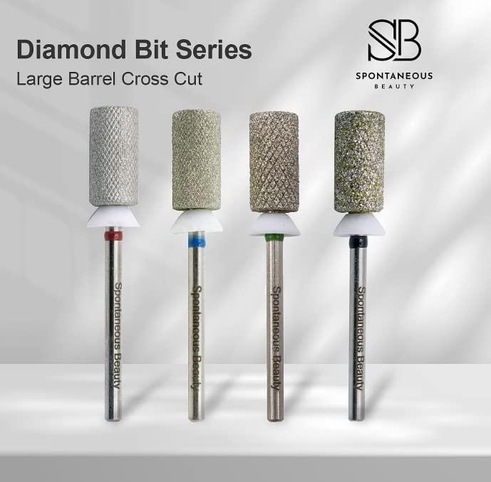 Spontaneous Beauty Spontaneous Beauty Premium Carbide Diamond/Diamond Nail Drill Bit, Special Edition Cross Cut 3/32\" Shank (Large Barrel - Medium Grit)