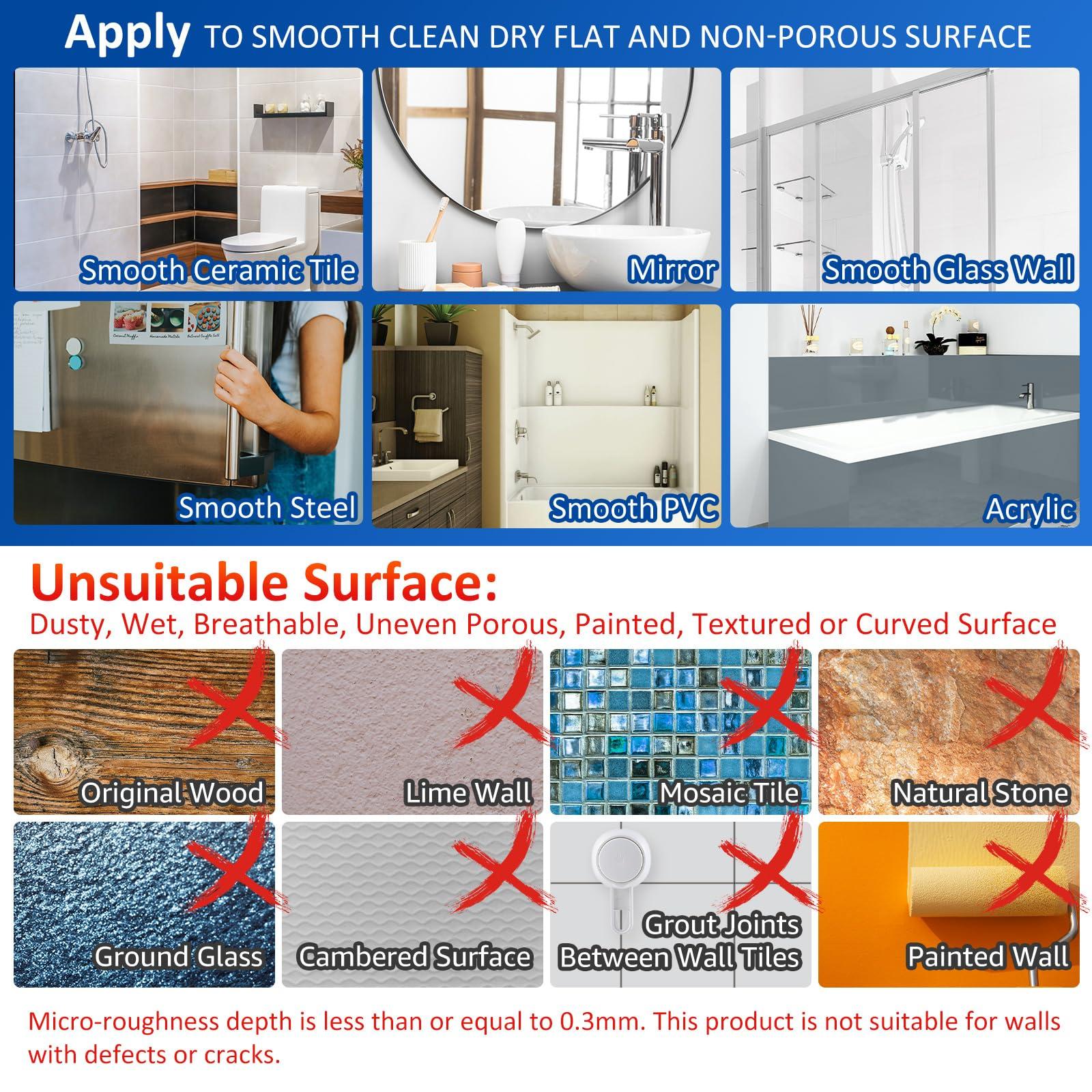 VELMADE VELMADE No Drilling Suction Cup Fog Free Shaving Mirror for Bathroom, Fogless Shower Mirror for Shaving with Razor Holder, Shatterproof and Removable, Black