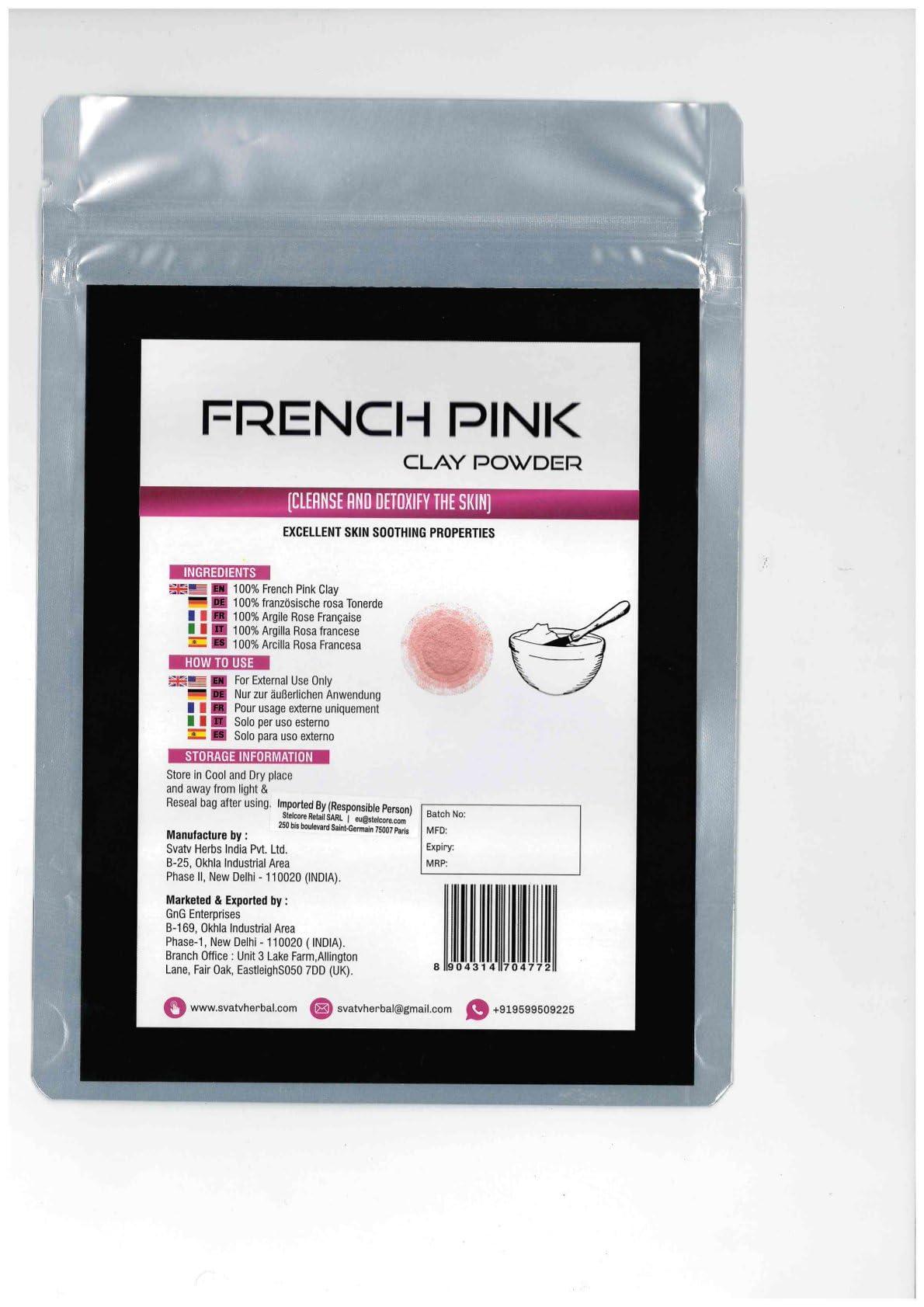 SVATV SVATV French Pink Clay | Montmorillonite Powder | Rose Clay | Hydrating & Rejuvenate Skin care Powder | Natural Face Mask | Used For Soap Making - 227 Gram, Half Pound, 8 Ounce.