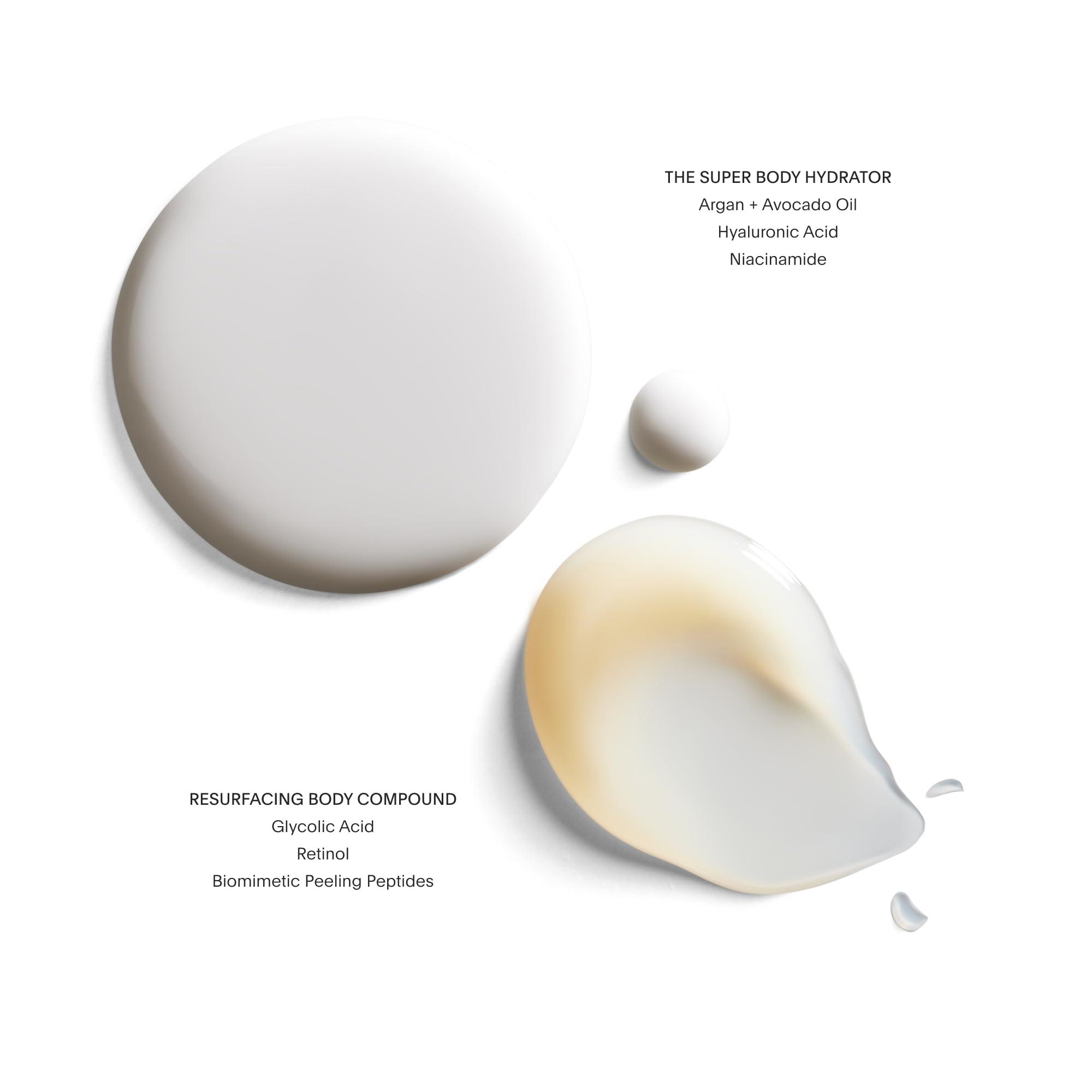 U Beauty U Beauty Resurfacing Body Compound - Anti-Aging Aha Body Serum and The Super Body Hydrator - Hyaluronic Acid Cream Body Travel Set