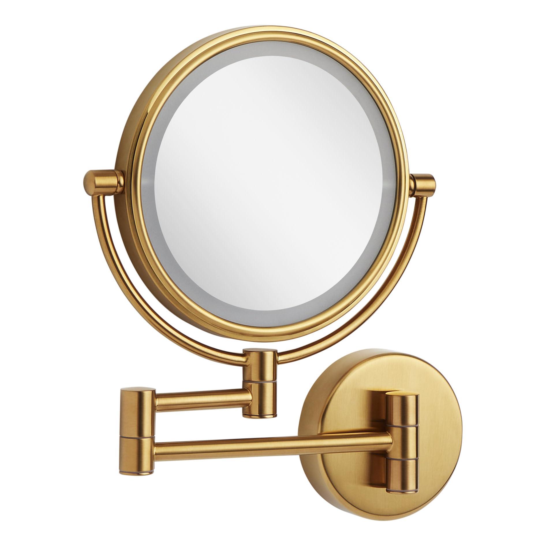 Signature Hardware Signature Hardware 953369 Harbin 9-5/8\" W x 12-5/8\" H Modern Circular Framed Bathroom Wall Mirror with Light - Brushed Gold