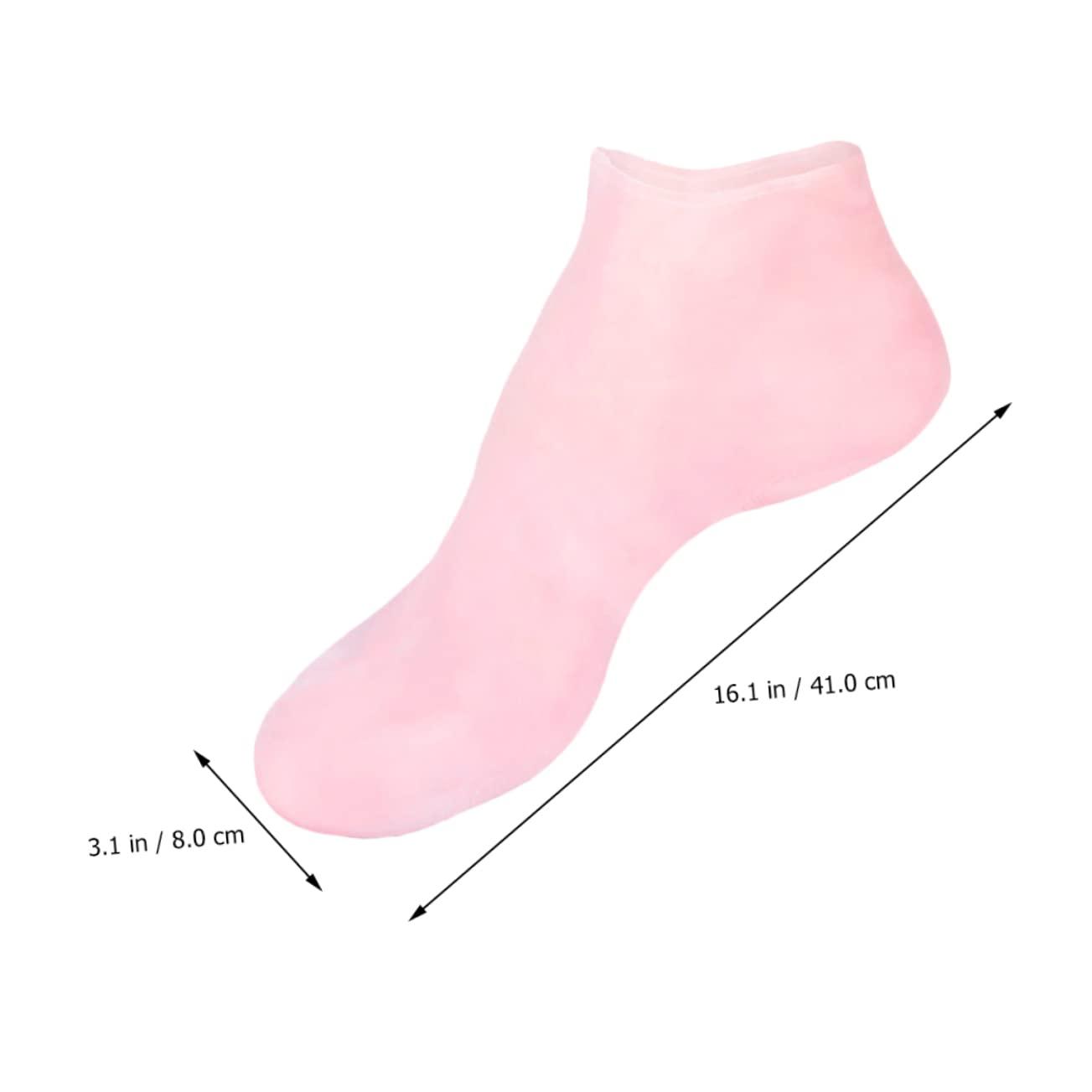 VALICLUD 2 Pairs Sock Booties Heel Skin Soles Moisturizer Feet Moisturizing Soften Cracked Rejuvenate Humidor Gel Foot Overnight Cotton Dry-Proof Repair Women's Pink Sebs Spa