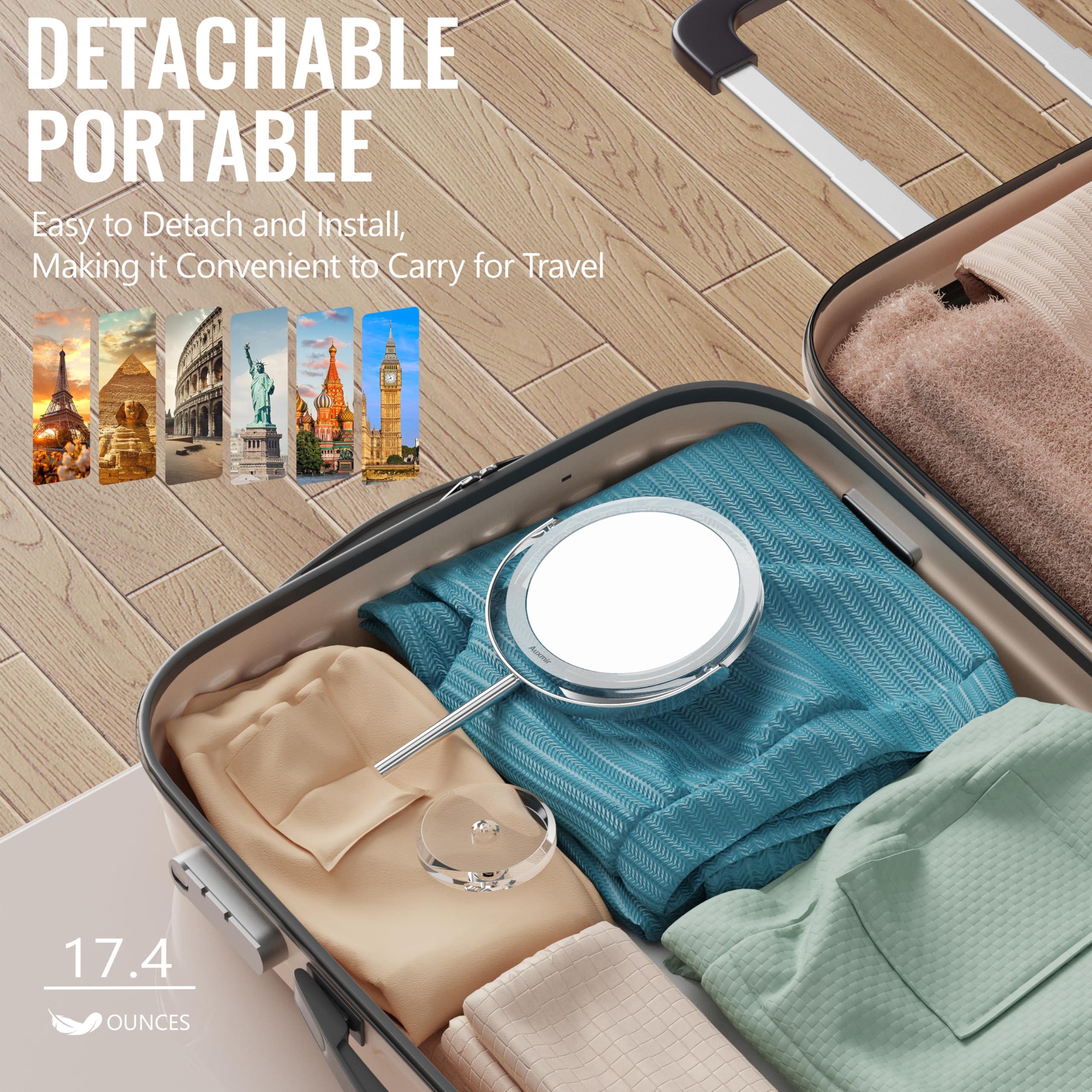 Auxmir Auxmir 1X/ 30X Magnifying Mirror, Makeup Mirror with Tweezer, Double Sided Round Vanity Tabletop Mirror, 360 Rotation Portable for Dressing Table Desk Bathroom Bedroom Travel, Clear