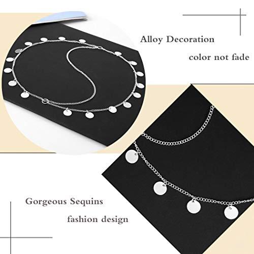 Asooll Asooll Boho Sequins Layered Festival Headband Fashion Jewelry Headchain Prom Custume Accessories for Women and Girls (SILVER)