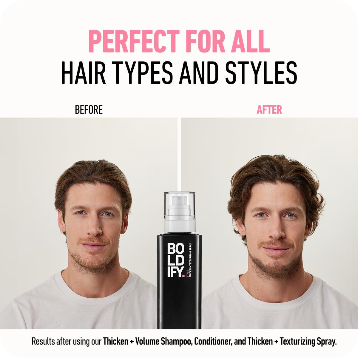 Boldify Boldify Thickening Spray + Shampoo + Conditioner Hair Thickening Bundle: Volume, Root Lift, Texture, Biotin for Hair Retention, Recommended for Men & Women
