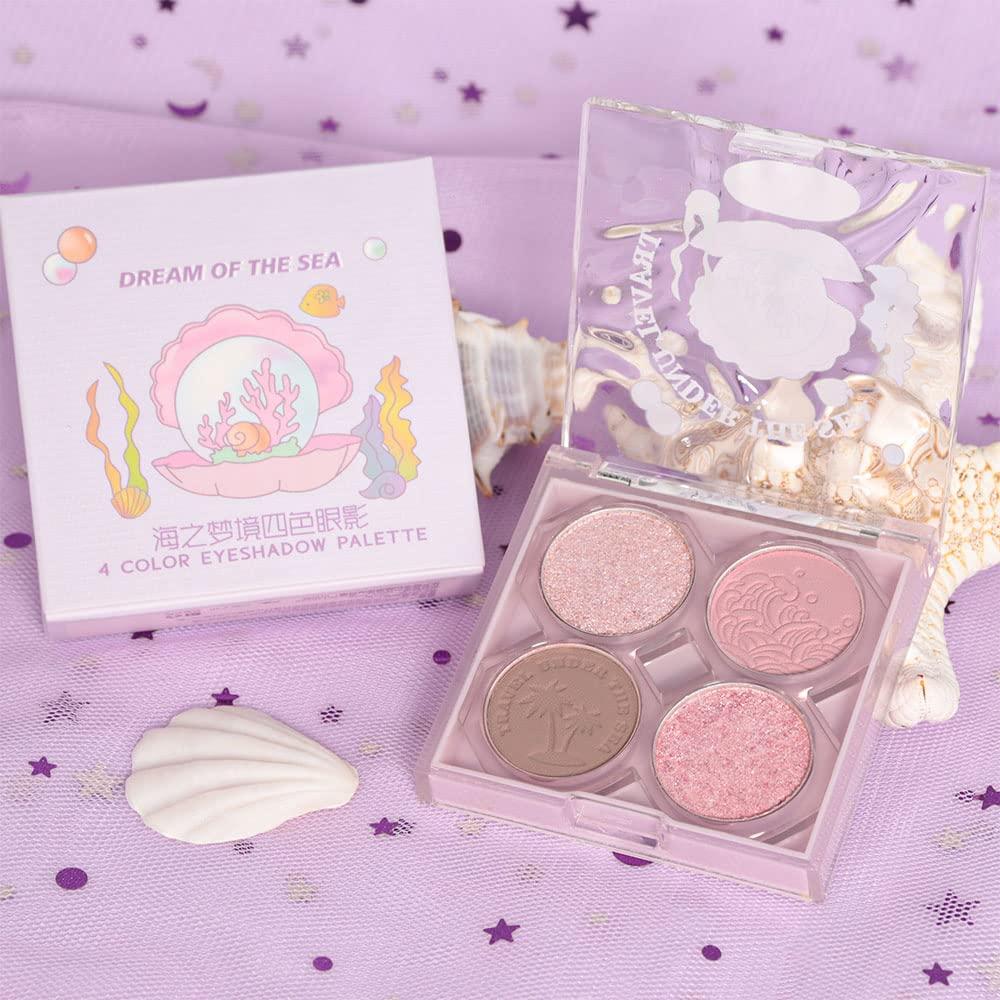 AMY\'S DIARY Pink Mini Eyeshadow Palette Glitter Eye shadow Makeup 4 Colors ,Warm Brown Pink Eyeshadow Shiny Sparkle Shimmer Glitter Eyeshadow Waterproof Pallete,sliver Glitter Eye Eyeshadow Make Up (02)