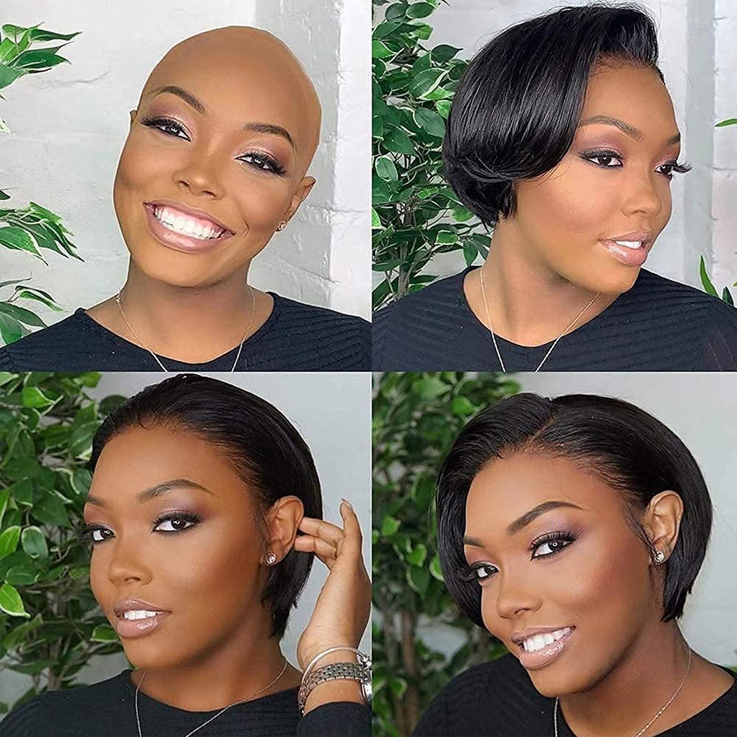Usexy Usexy Hair Pixie Cut Lace Front Wigs Human Hair 13X4X1 Lace Front Wigs Human Hair Short Bob Wigs Straight Lace Front Pixie Cut Wigs For Black Women Pre Plucked With Baby Hair (Natural Color)