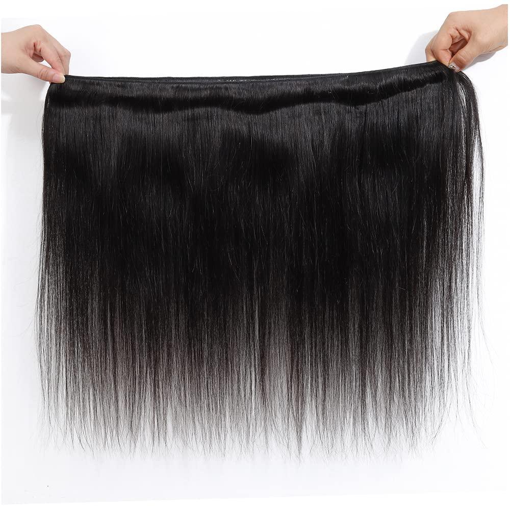 YOUNGHANN Human Hair Bundles Natural Black Color Straight Human Hair Bundles 8A Grade Unprocessed Brazzilian Virgin Hair 3 Bundles 12 12 12 Inch Straight Bundles Human Hair Weave