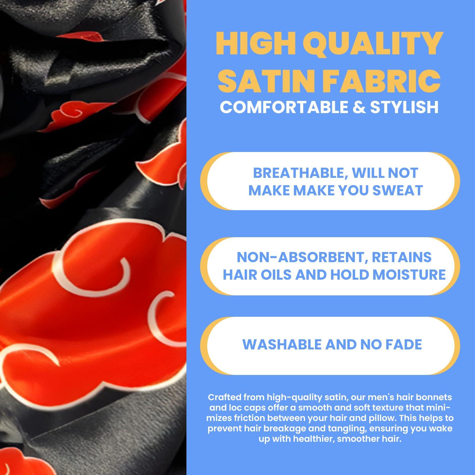 Urban Bonnet Co. Premium Hair Bonnet for Men Satin Bonnet Curly Hair & Dreadlocks Wrap Silk Bonnet Double Layer Sleeping & Shower Cap Anime Bonnet Soft Band (Checkerboard)