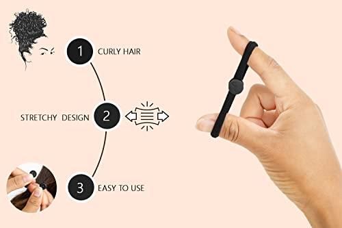 SWIRLYCURLY Snap Hair Ties for Thick, Natural, Curly Hair | No Slip, No Tension Pro Hair Tie | Strong Ponytail Holder (5 Pack, Black)