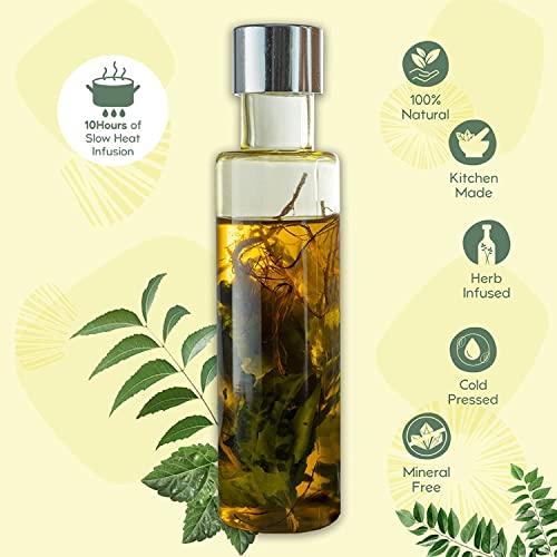 A.K. A.K. NAT Habit TriLeaf Hair Fall Control Summer Dasabuti Hair Oil | Hair & Scalp Massage, Hair Growth, Dry Frizzy Hair | Ayurvedic, Herbal, Fresh Made | Castor, Coconut, Amla (100ml)