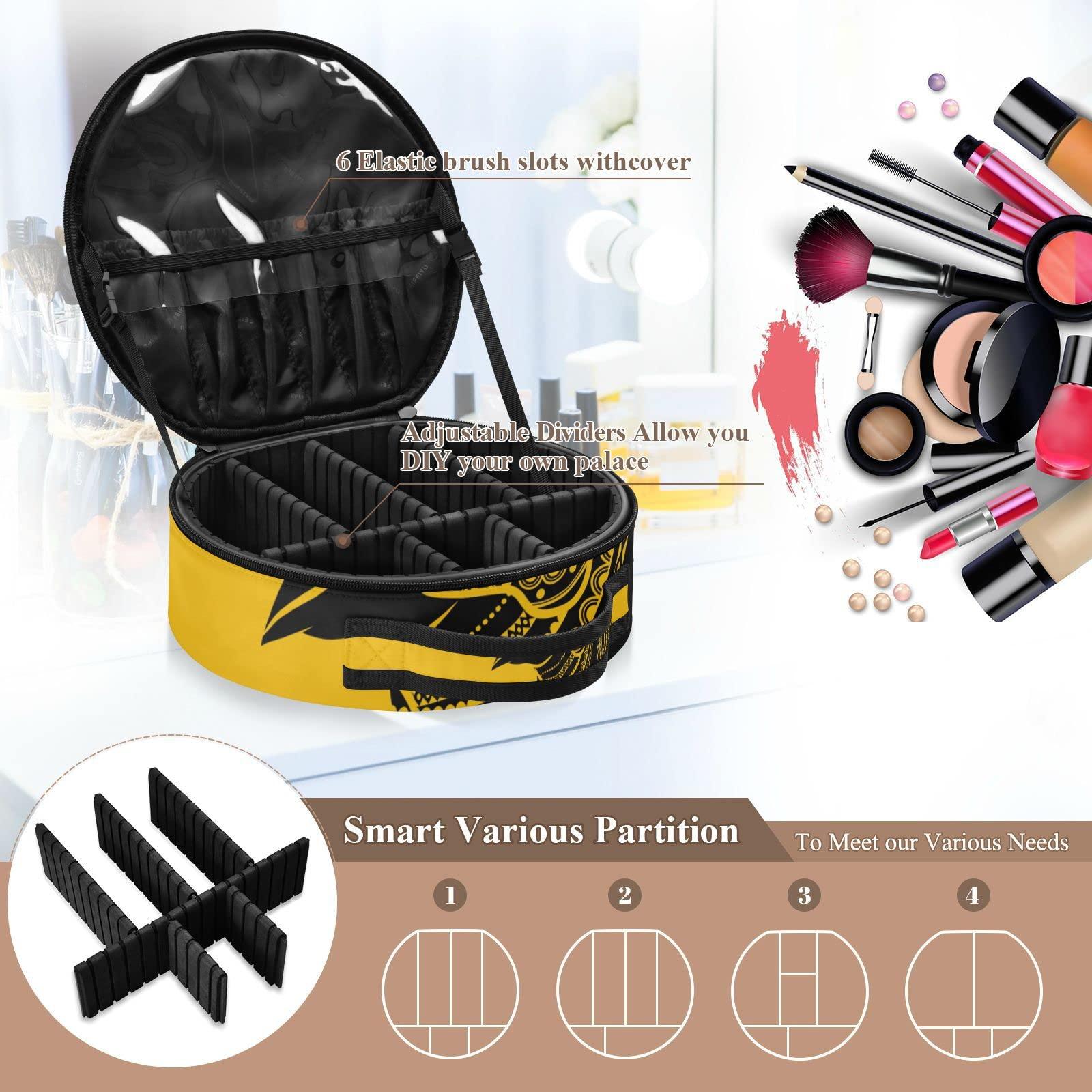 susiyo susiyo Makeup Case, Ethnic African Indian Elephant Cosmetic Bag Organizer Travel Makeup Train Case with Adjustable Dividers