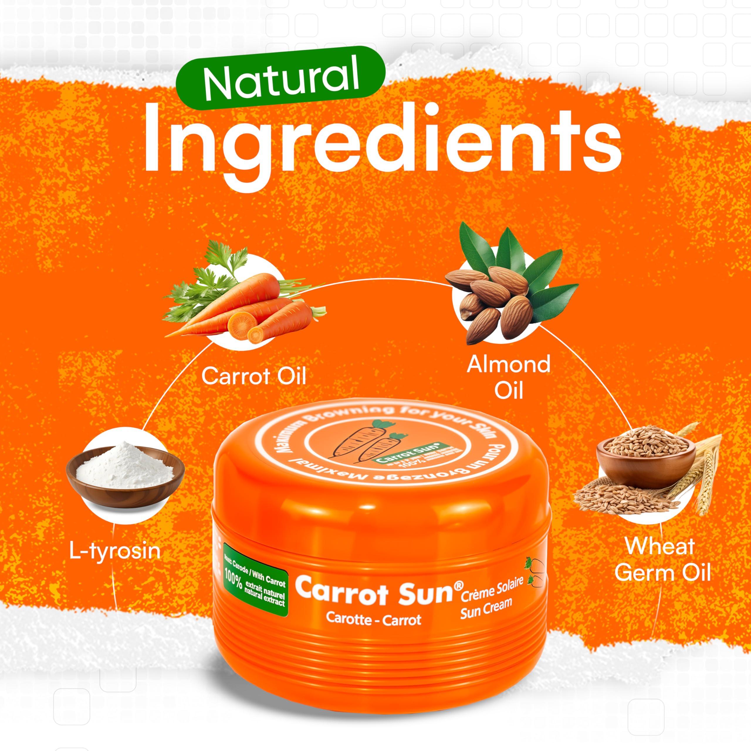 Carrot Sun Carrot Sun Tanning Accelerator 350ml Carotene Intensive Tanning Gel Natural Extract Sun Cream Tanning Lotion for All Skin Types Tan Lotion with Carrot Oil for Even Beautiful Skin Coloring - SPF0