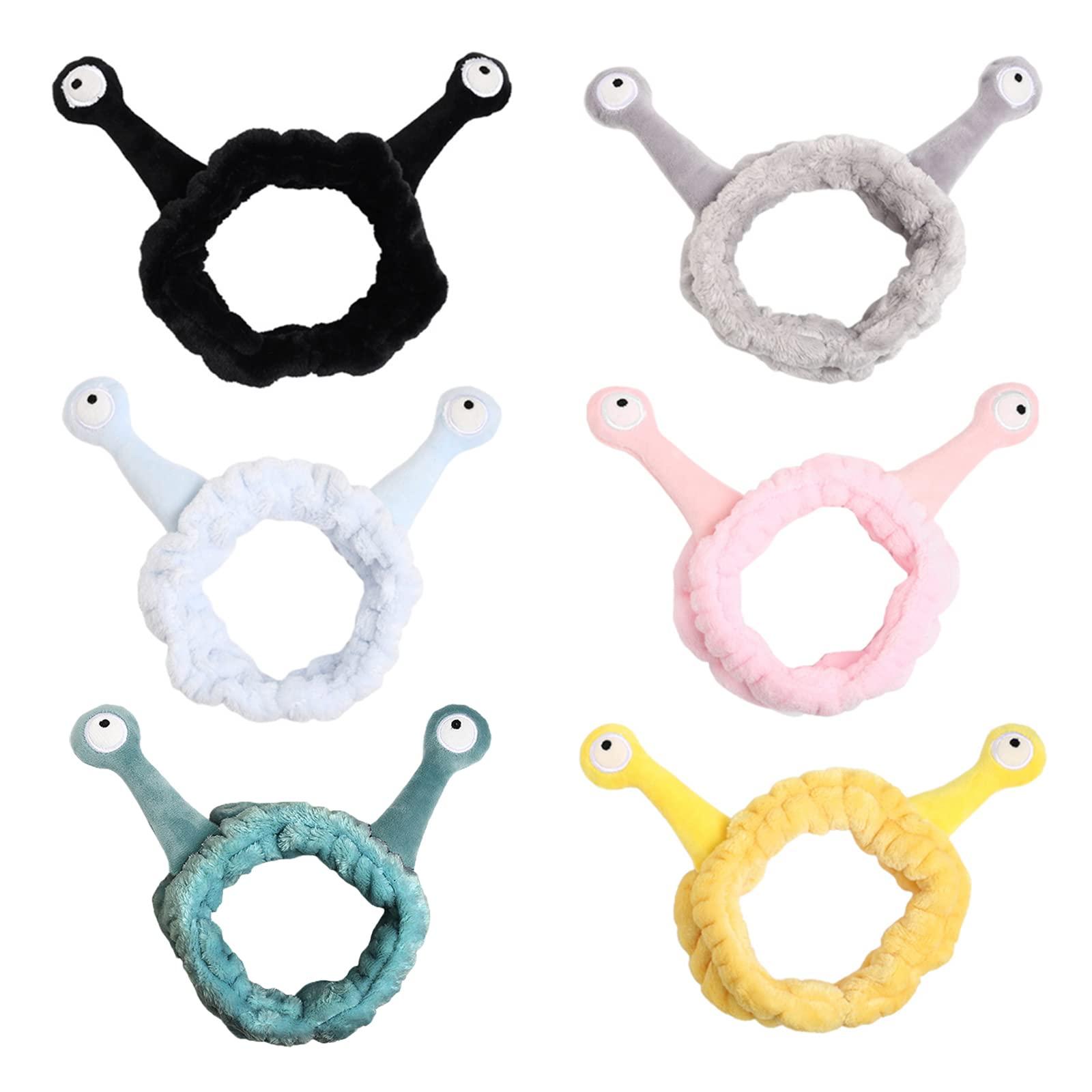 DIIOOMIEEU Women Girls Wash Face Plush Headband Cartoon Snail Antenna Eyes Hair Band Turban