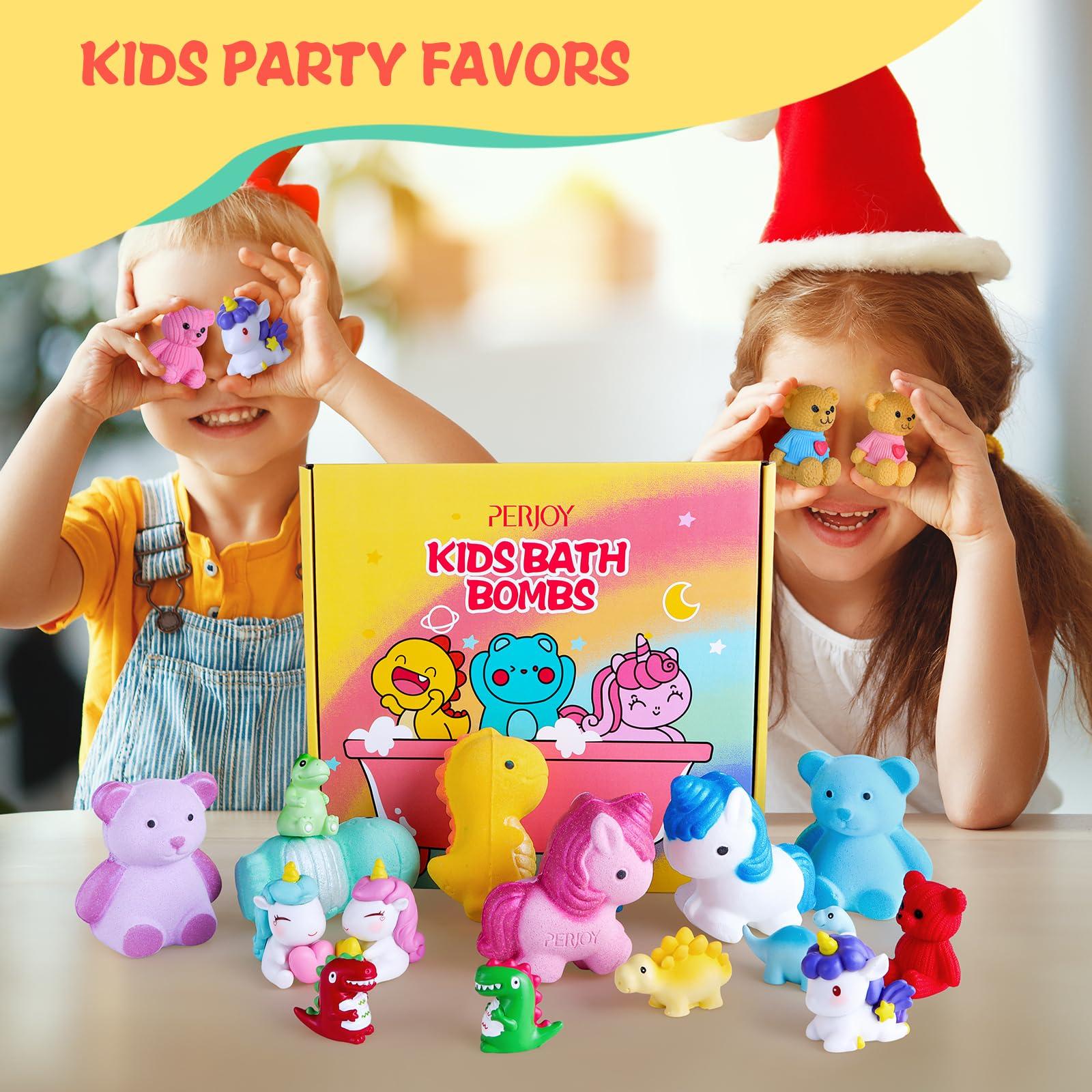 Perjoy Perjoy Bath Bombs for Kids, Organic Bubble Bath Kids Bath Bombs for Girls & Boys, Valentine Easter Christmas Basket Stuffers, Teen Girl Gifts Trendy Stuff, Party Favors