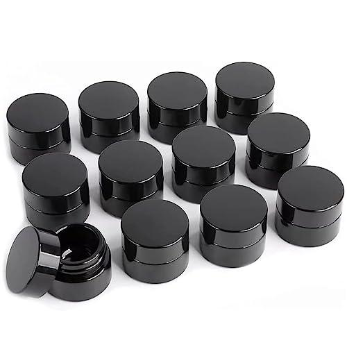Acrux7 Acrux7 40 Pack 4 oz Black Plastic Jars, Small Round Cosmetic Cream Jars with Lids & Labels, Refillable Plastic Cream Container 120 ml Leak Proof Travel Jars for Creams, Lotion, Body Butter, Body Scrub