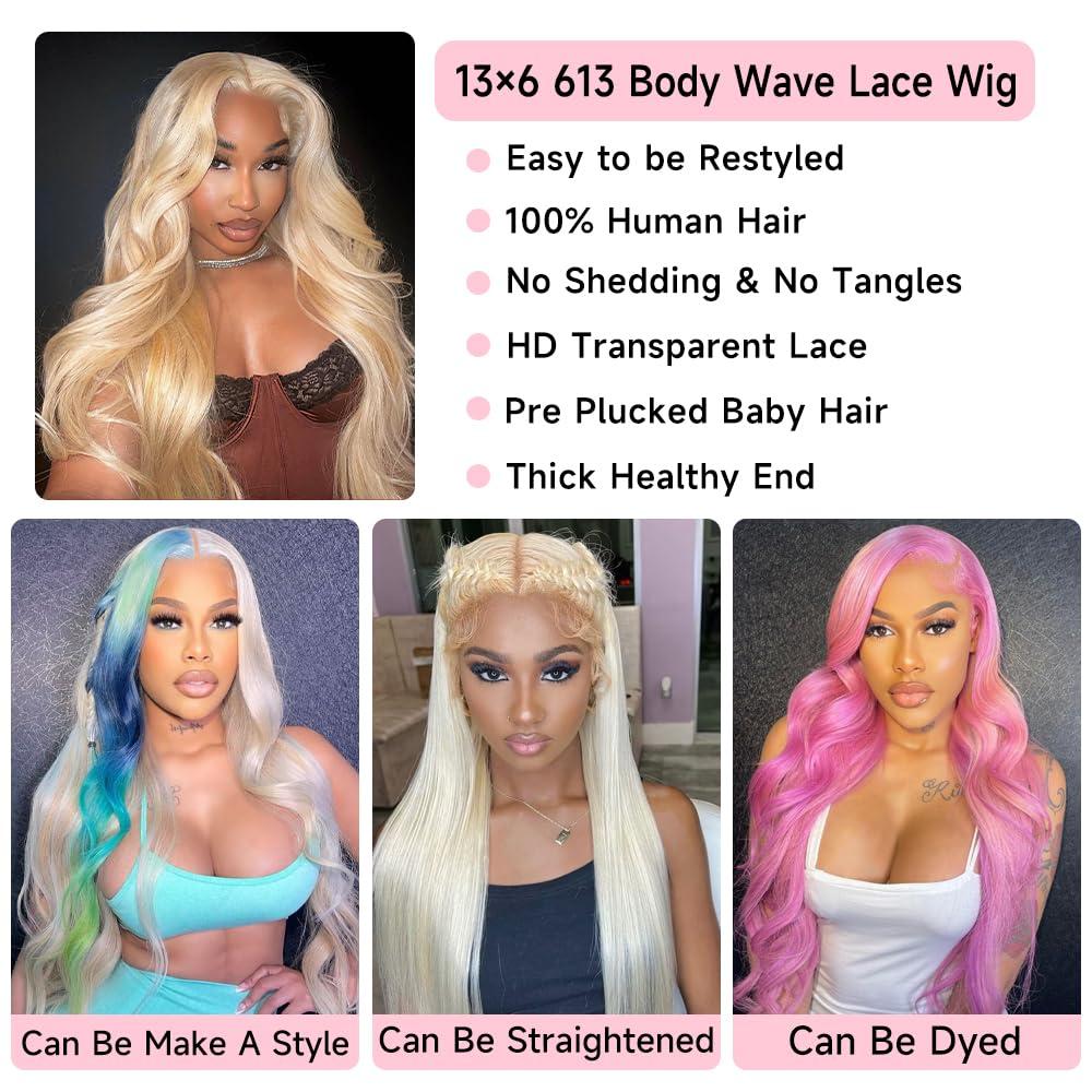Loyom Loyom Blonde Lace Front Wigs Human Hair 613 HD Lace Frontal Wig 13x6 180% Density 613 Lace Front Wig Human Hair 12A 613 Body Wave Lace Front Wigs Human Hair Blonde Human Hair Wig Pre Plucked 20 Inch
