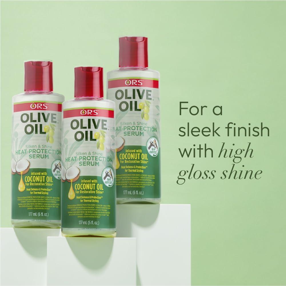 ORS ORS Olive Oil Heat Protection Hair Serum infused with Coconut Oil for Restorative Shine 6.0 Ounce (4)