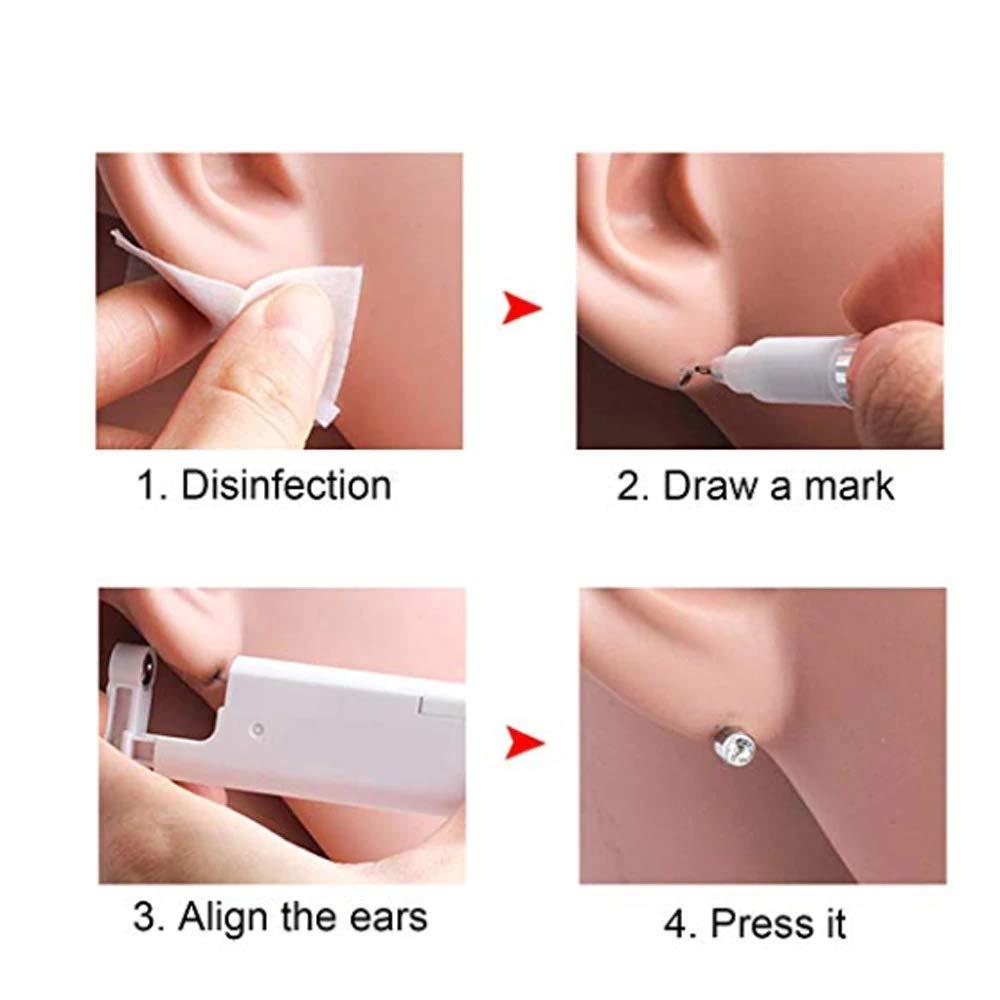 CHUANCI CHUANCI Disposable Sterile Ear Piercing Unit for Baby Ear Tragus Piercing Gun Little Children NO Pain Piercer Tool Machine Kit Stud (81-610,6mm Rose Butterfly)