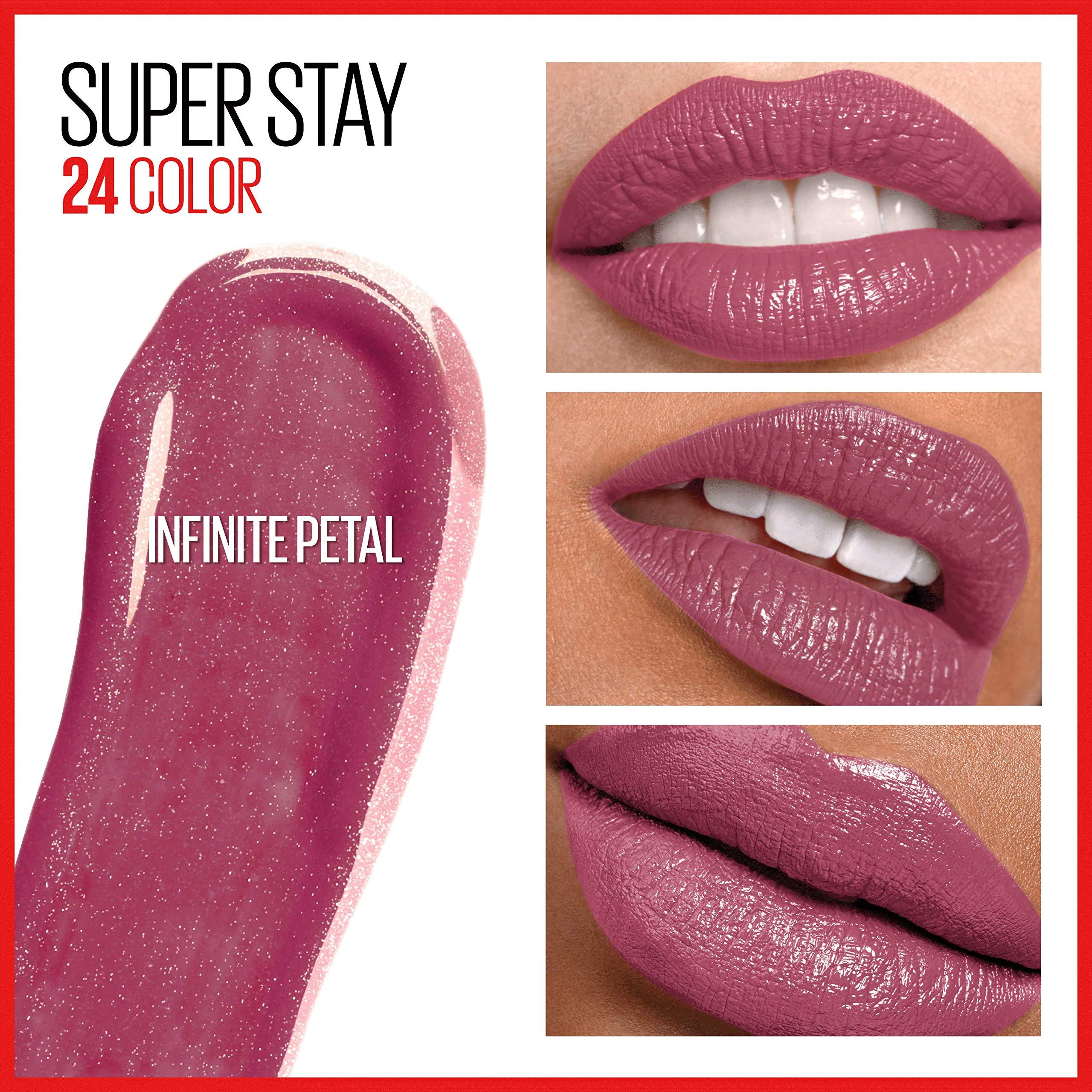MAYBELLINE MAYBELLINE Super Stay 24 Liquid Lipstick 2-Step Makeup with Moisturizing Balm, Infinite Petal Pink and Perpetual Plum Purple, 1 Count Each