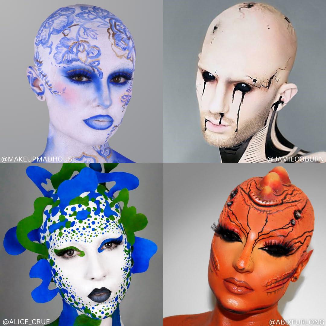 Mehron Mehron Makeup Premium Character Kits| Makeup Kits for Halloween & Cosplay| Made in the USA | Complete Makeup Kit | Includes all Makeup, Tools, & Instructions on How to Create the Look | (Bald Cap)