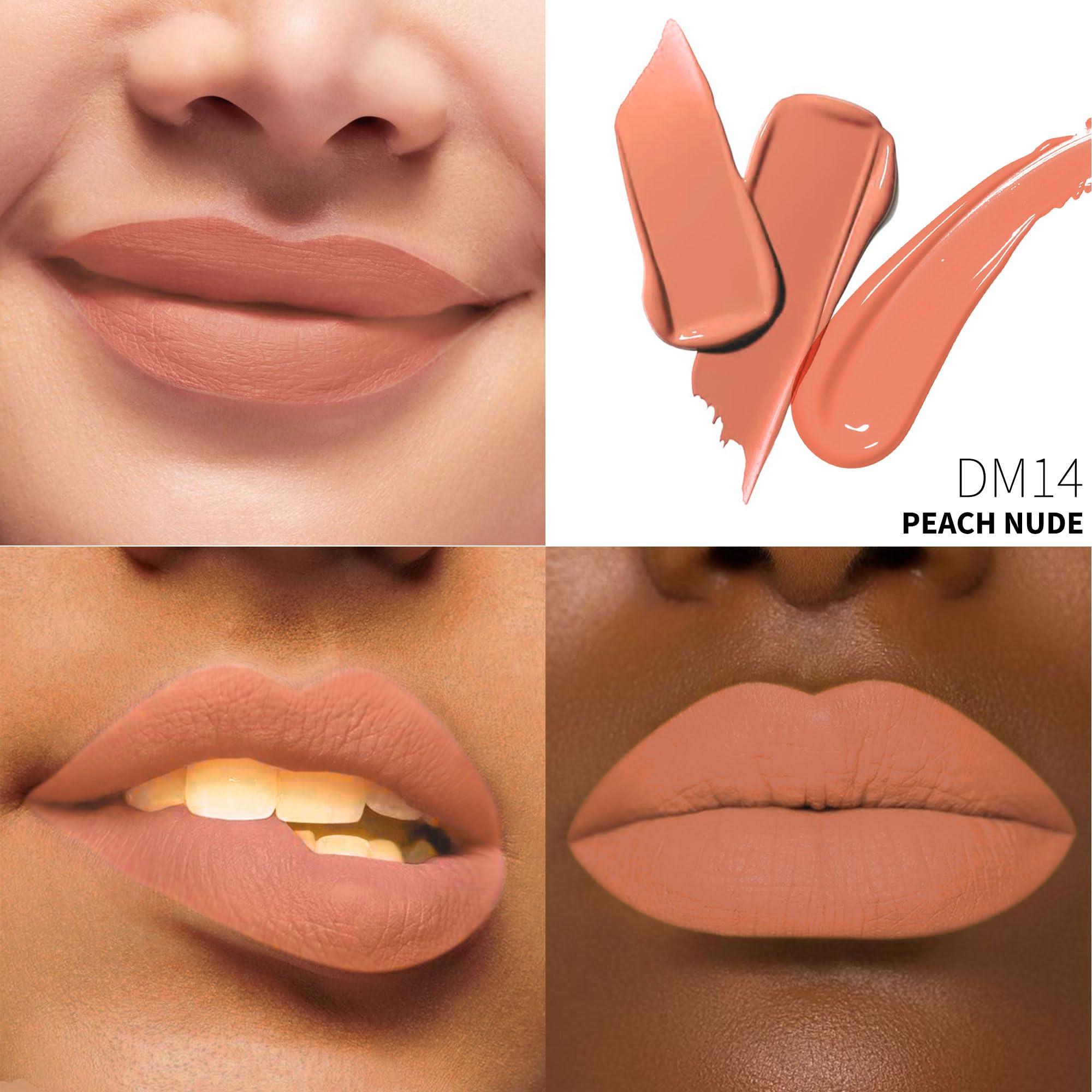 DE\'MUMU DE\'MUMU Peach Lipstick Matte for Women Superstay Nude Long Lasting Lipstick Smudgeproof Liquid Lipsticks Cruelty Free Lip Makeup (DM14 Peach Nude)