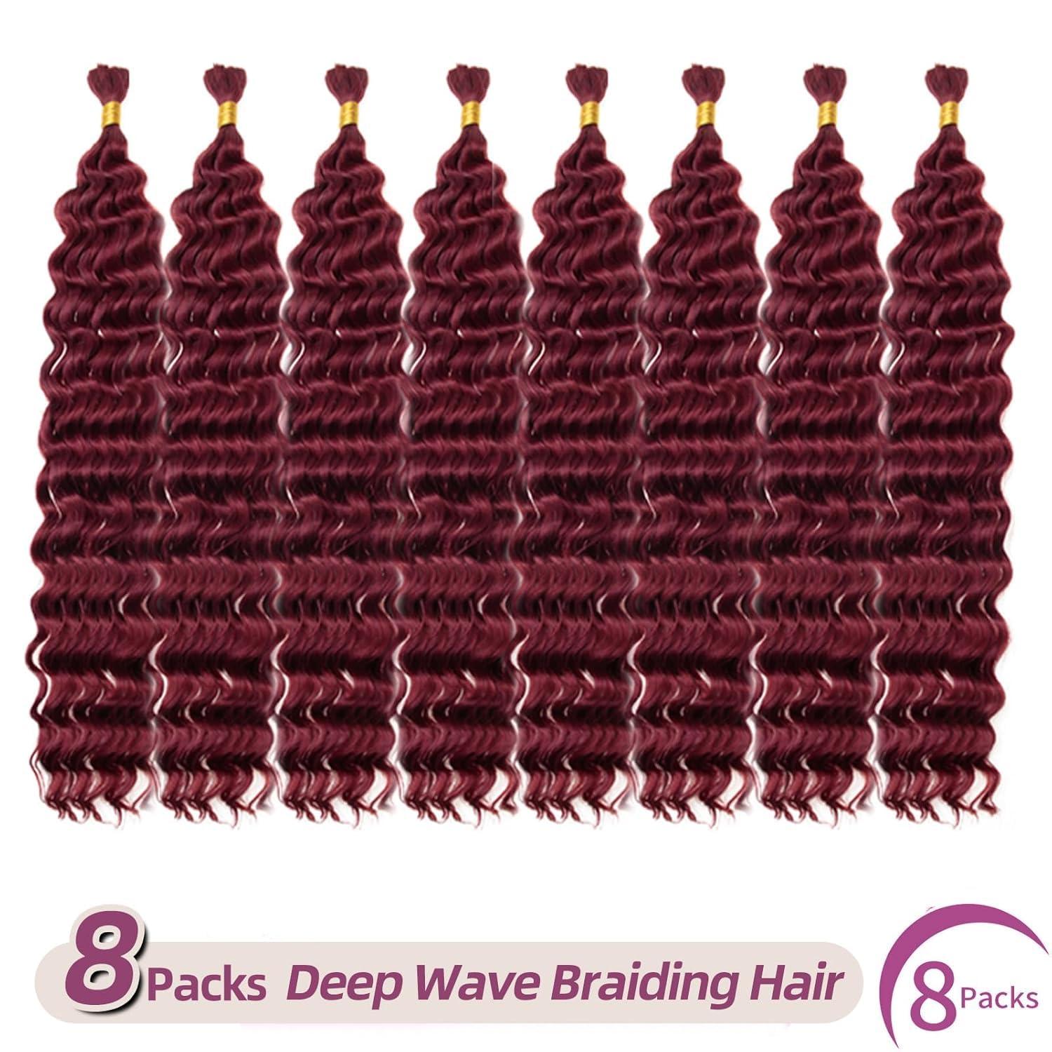 SUYIAPIY SUYIAPIY Boho Hair for Braiding Deep Wave Bulk Hair for Braiding Curly Braiding Hair Wet and Wavy Braiding Hair Deep Water Wave Braiding Hair Extensions (Bug#, 18 inch,8pack)