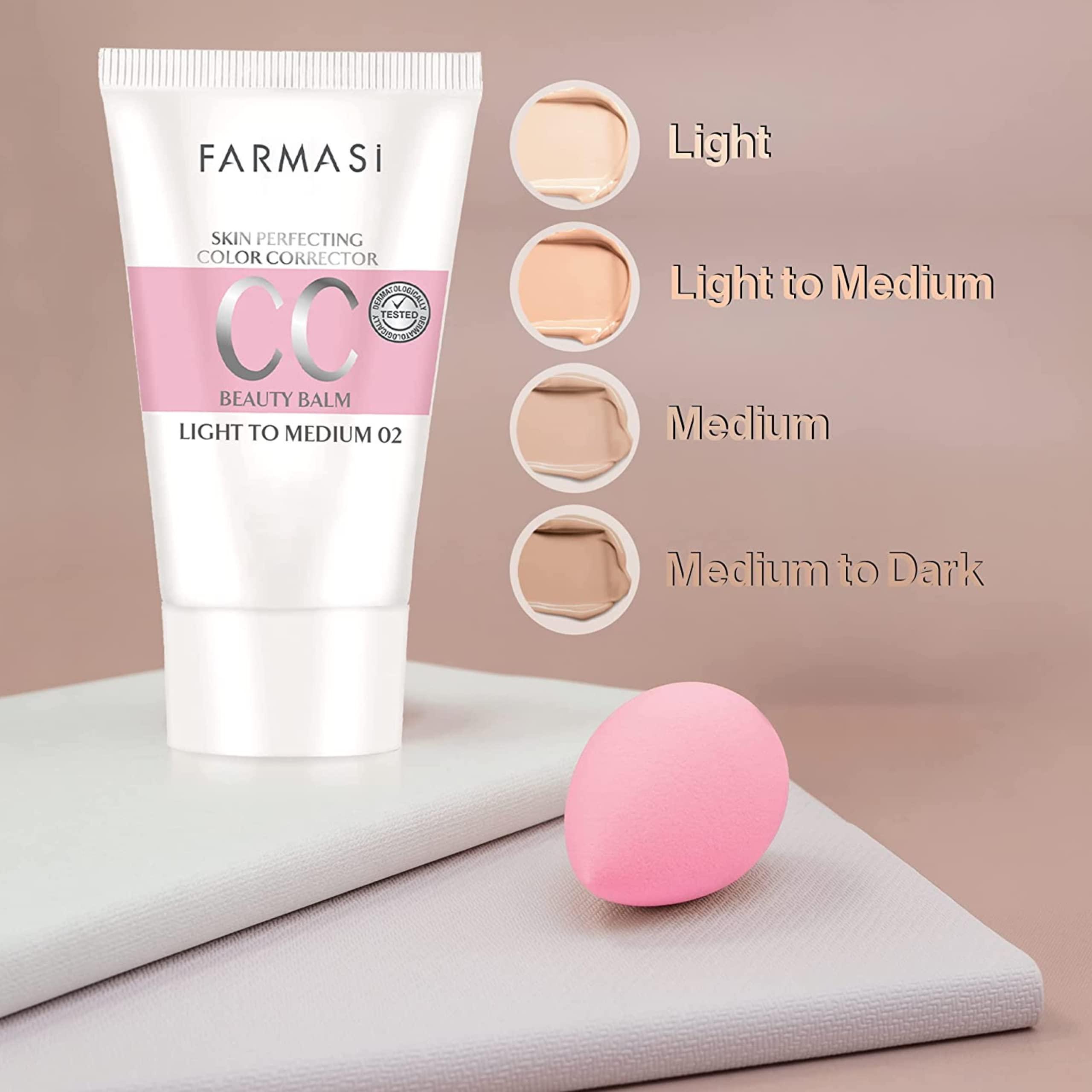 FARMASi FARMASi CC Color Control Cream, Natural and Flawless Finish, Enriched Formula with Multimineral & Spf 25+, All-Day Hold, All Skin Types, 1.7 fl. oz, Light to Mediuum