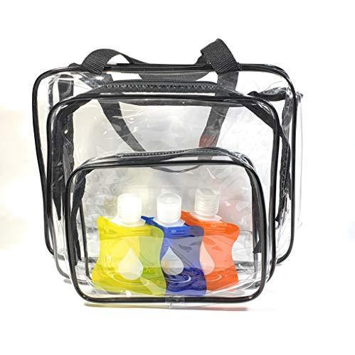 Beneski 3 pcs TSA Approved Clear Toiletry Makeup Bag for Liquid Bottles/Cosmetic 3-1-1 PVC Includes 3-3oz Travel Bottles