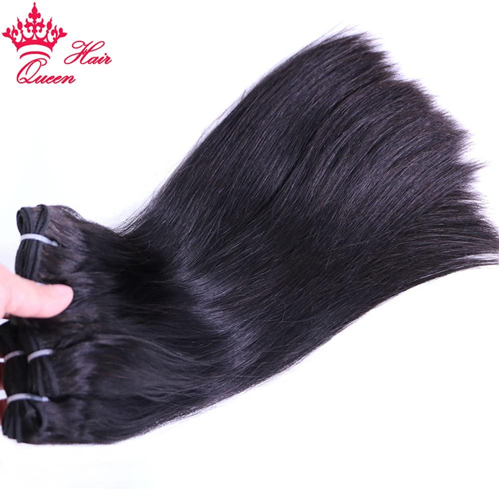 Queen Hair Queen Hair Products Double Drawn Bone Straight Human Hair Unprocessed Brazilian Virgin Hair Top Quality Full Bundle 100% Human Hair Weft (10 12 14 16inches)