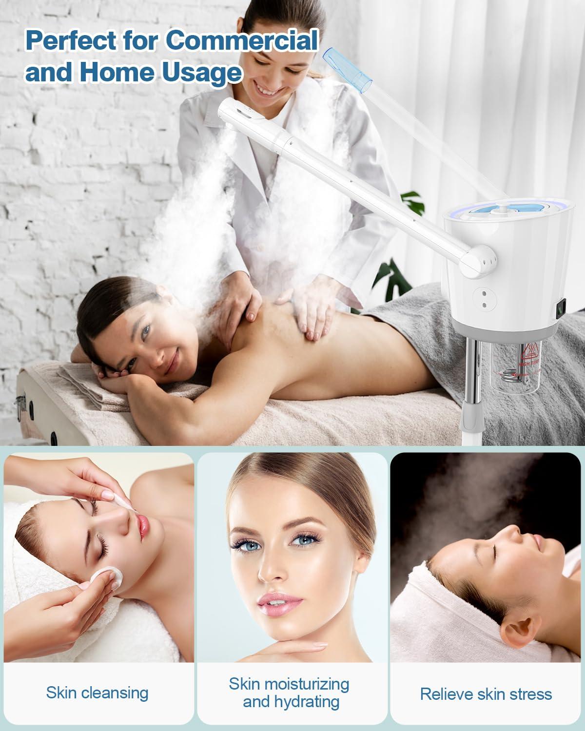 Kingsteam Kingsteam 2 in 1 Hot and Cold Facial Steamer, 30 Min Timer, Ionic Facial Steamer for Home, Esthetician, Professional Nano Water Mist with Large Water Volume for Beauty Salons - Ozone Facial Sprayer