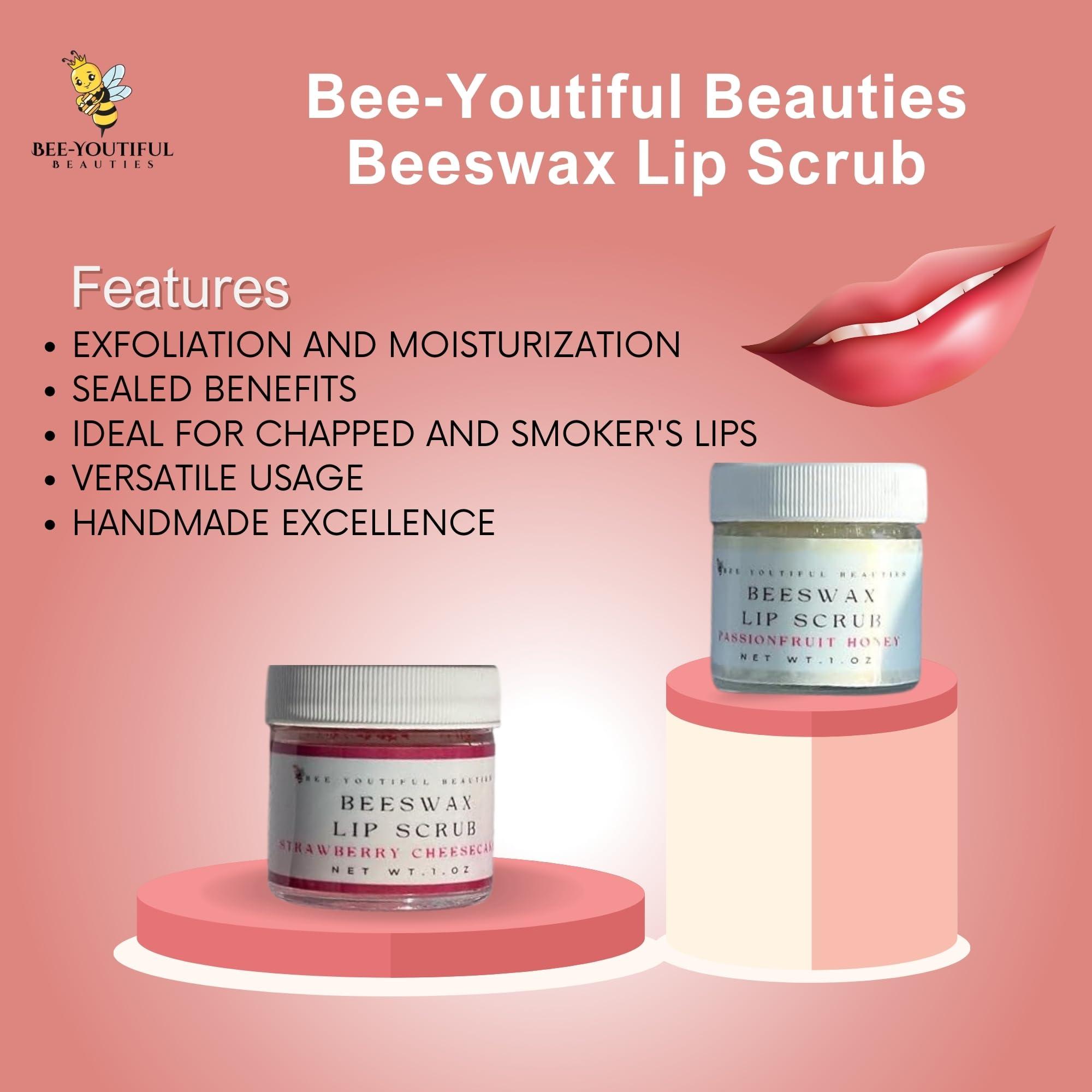 Bee-Youtiful Beauties Bee-Youtiful Beauties Beeswax Lip Scrub | Moisturizing Lip Exfoliator Scrub for Dry Lips | Lip Scrubber Exfoliator | Great for Smokers Lips (Sweet Cheeries)