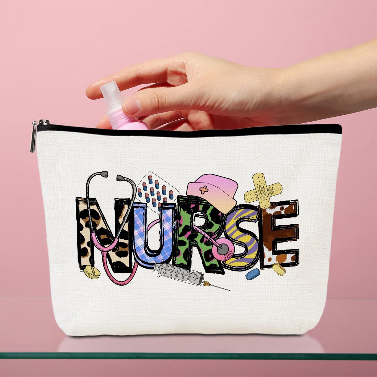 PQV Nurse Cosmetic Bag Nurse Gifts Nurse Appreciation Makeup Bag Nurse Graduation Gift Nursing Student Essentials Accessories Nurse Practitioner Gifts for Women Doctor Nurses Week Gift Christmas Birthday