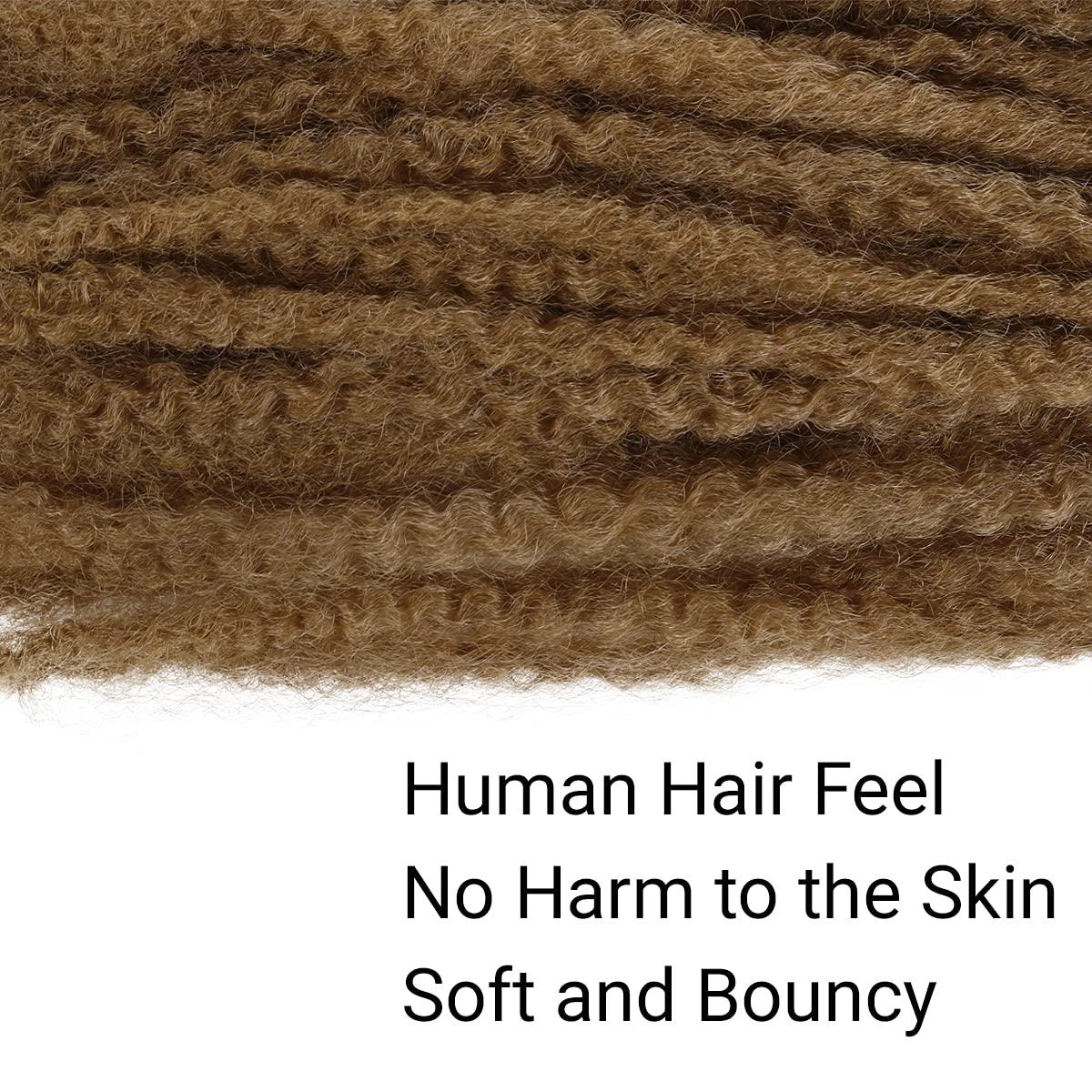 GLAM21USA AU-THEN-TIC Marley Hair 4 Packs 18 Inch Marely Twist Braiding Hair long Afro Twist Braiding Hair for Locs, Crochet Braid KANEKALON Fiber Hair Extensions (18 Inch (Pack of 4), 27-Strawberry Blonde)