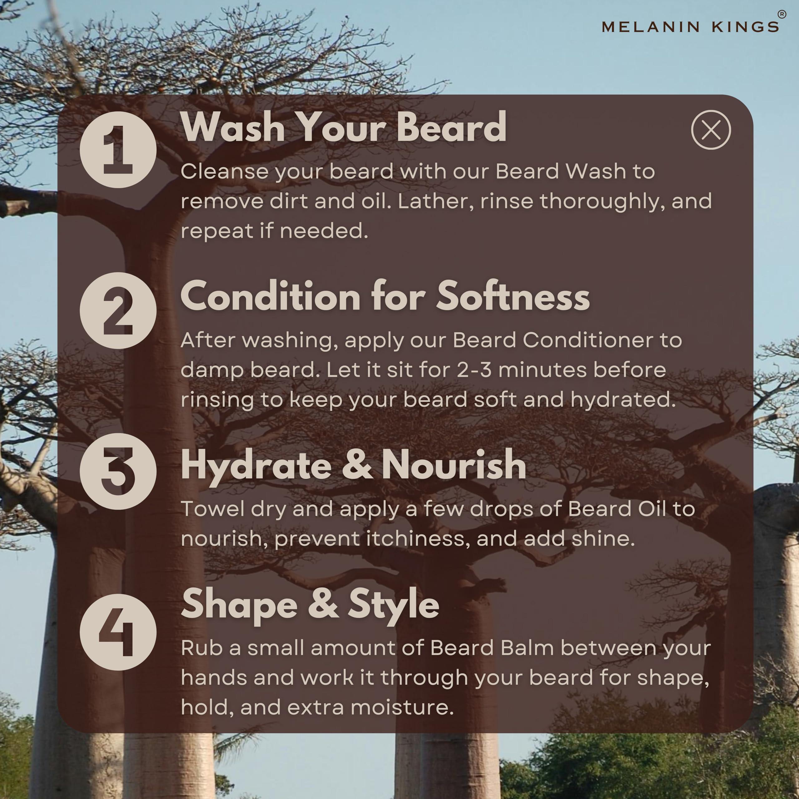 Melanin Kings Melanin Kings Beard Balm for Black Men | 3 oz | Ancient African Ingredients | Specialized formula for black men s Kenyan Sandalwood Scent