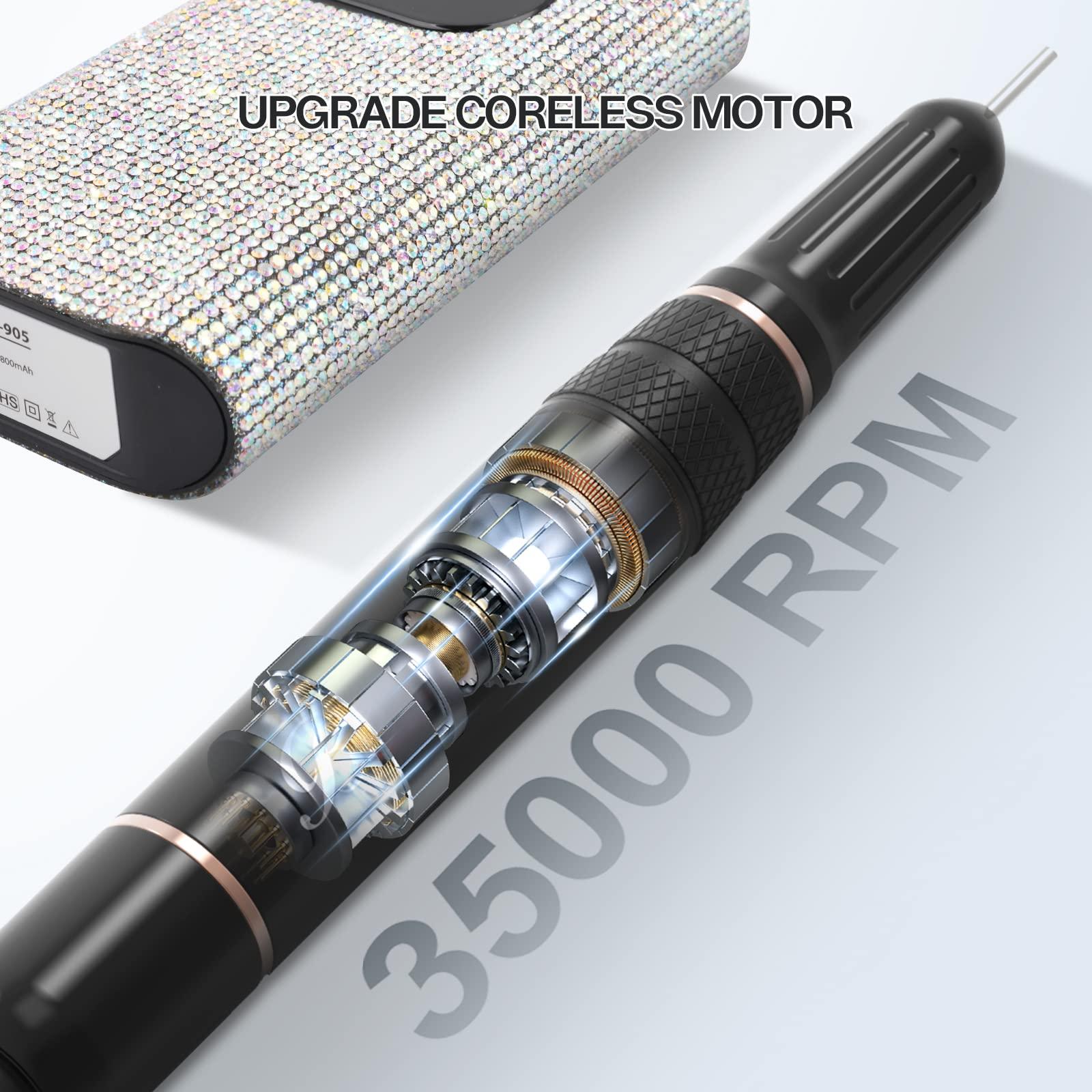 Belle Belle Professional Nail Drill Machine, Sparkly Electric Nail File for Acrylic Nails, UV LED Nail Lamp, 54W Rechargeable Cordless Sparkling Nail Dryer