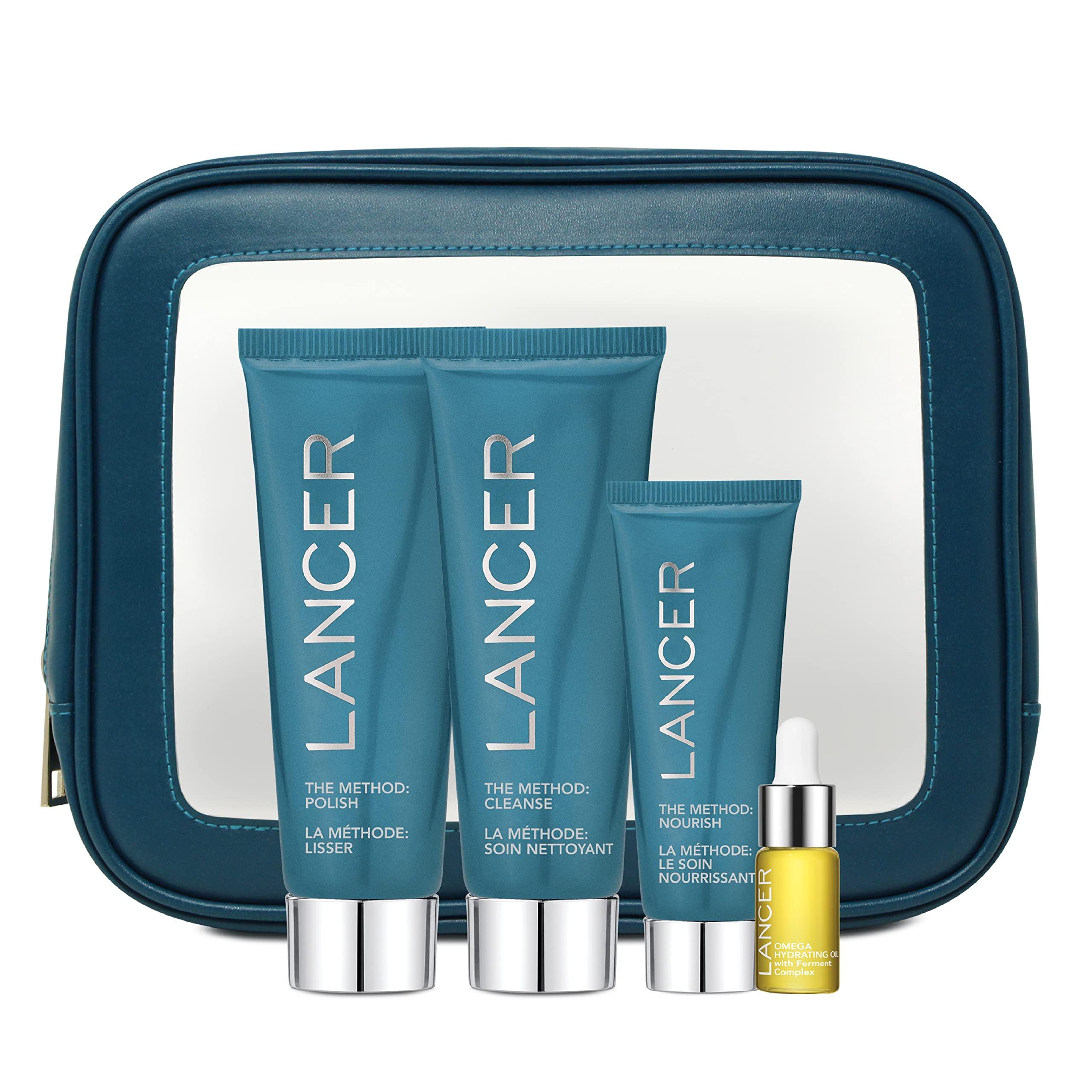 Lancer Lancer Skincare The Method Intro Kit, 3-Step Facial Exfoliator, Cleanser, and Moisturizer Kit for Oily or Congested Skin