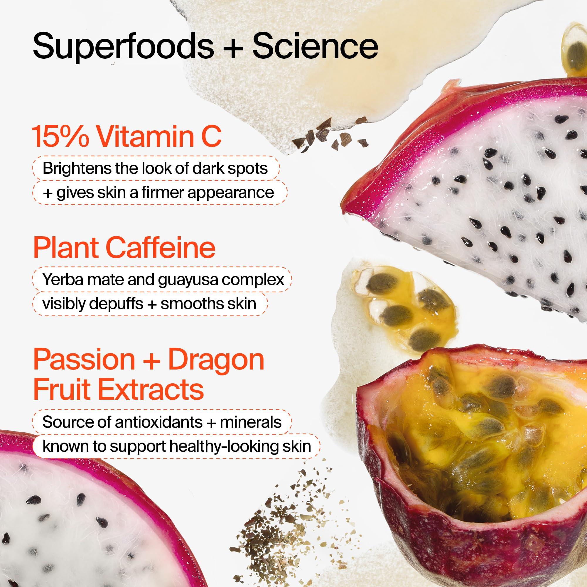 Youth To The People Youth To The People 15% Vitamin C + Caffeine Energy Face Serum, Full Size (1 fl oz), Reduce Puffiness, Brighten Uneven Skin Tone + Improve Texture, Treats Dark Spots + Dullness, Vegan