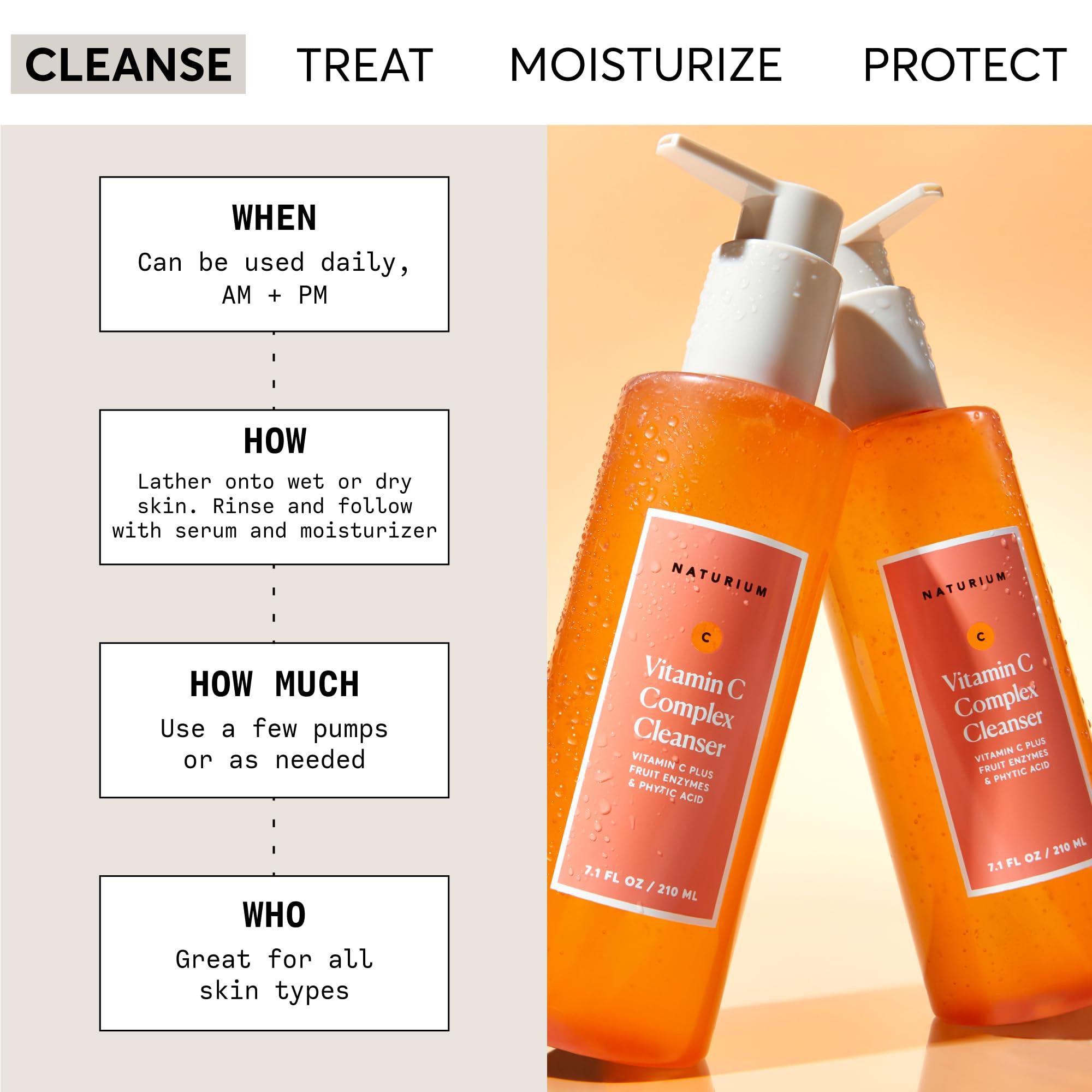 Naturium Naturium Vitamin C Complex Cleanser, Gently Exfoliating & Deeply Cleansing Foaming Face Wash Gel with Phytic Acid & Fruit Enzymes, 7.1 oz