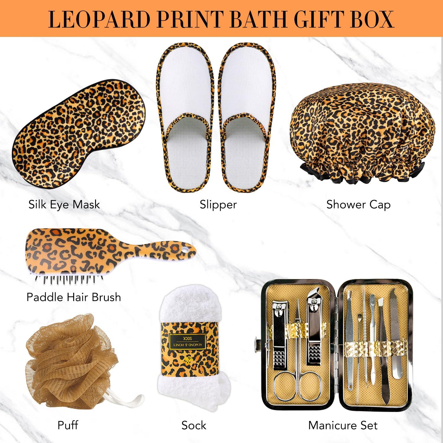 RA ROSA ACCA Bath Gift Set for Women,20 Pcs Skin Care Set Leopard Print Spa Gifts for Birthday, Mother's Day, Valentine's Day. Home Spa Kits, Skin Care Stuff with Shower Gel, Body Lotion, Manicure Set.