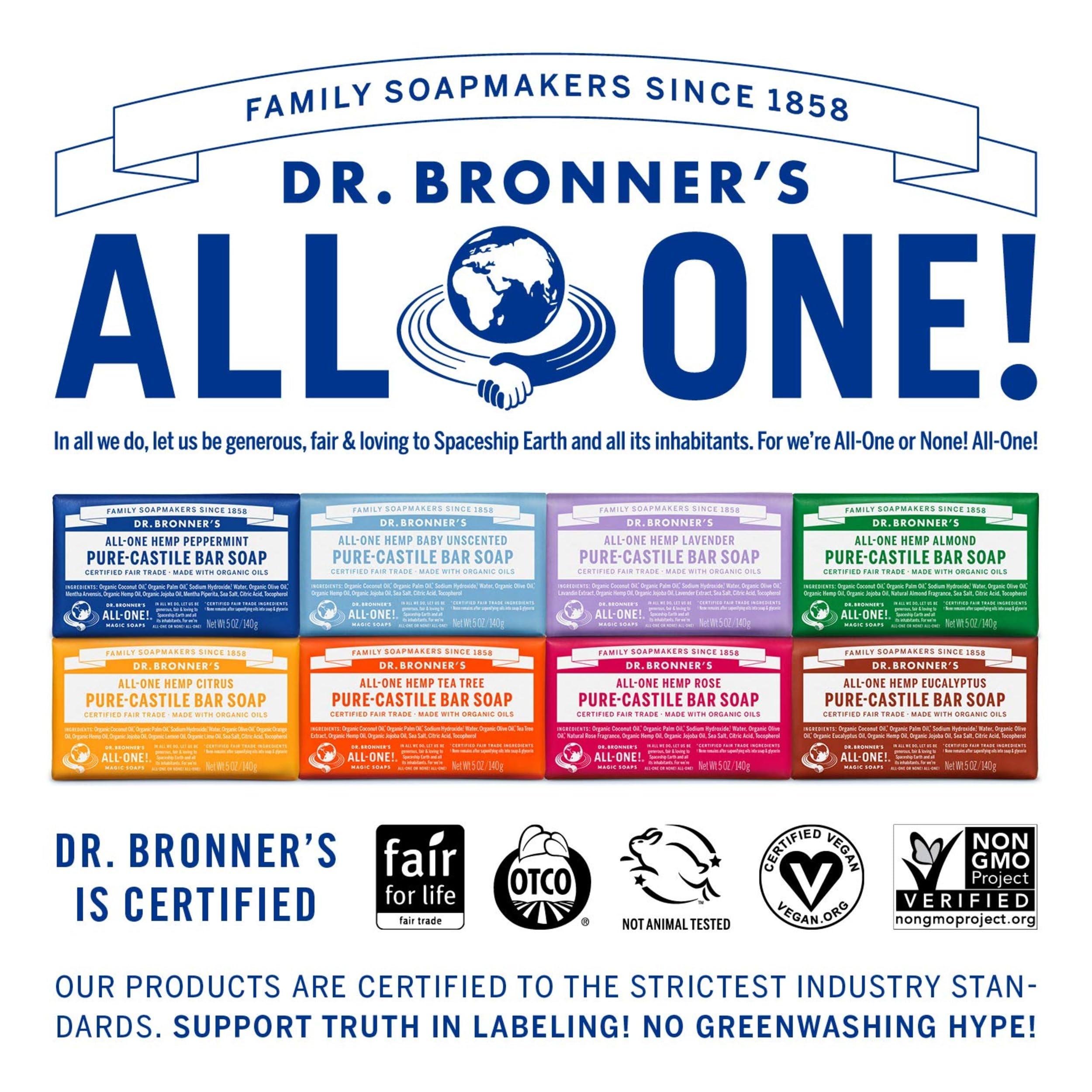 Dr. Bronner's Dr. Bronner’s - Pure-Castile Bar Soap (Tea Tree, 5 ounce) - Made with Organic Oils, For Face, Body, Hair and Dandruff, Gentle on Acne-Prone Skin, Biodegradable, Vegan, Non-GMO