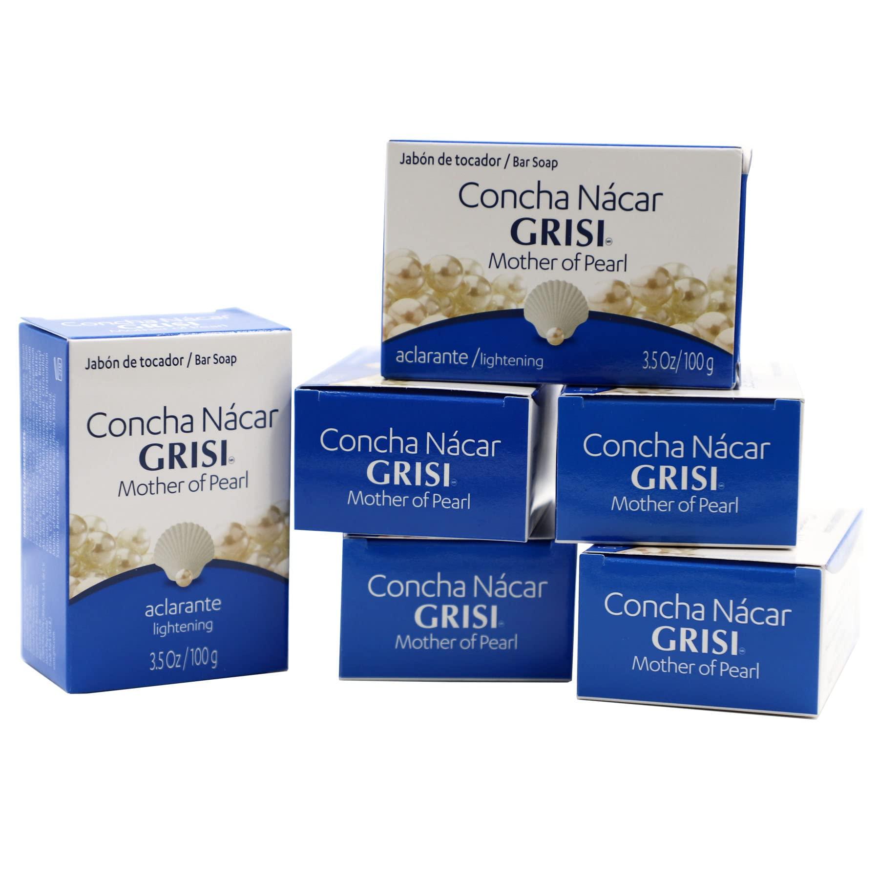 Grisi Grisi Concha Nacar Soap, Cleansing Bar Soap with Mother of Pearl, Assists you in Moisturizing, Exfoliating and Non-Comedogenic, 6 Pack of 3.5 Oz each, 6 Bar Soaps